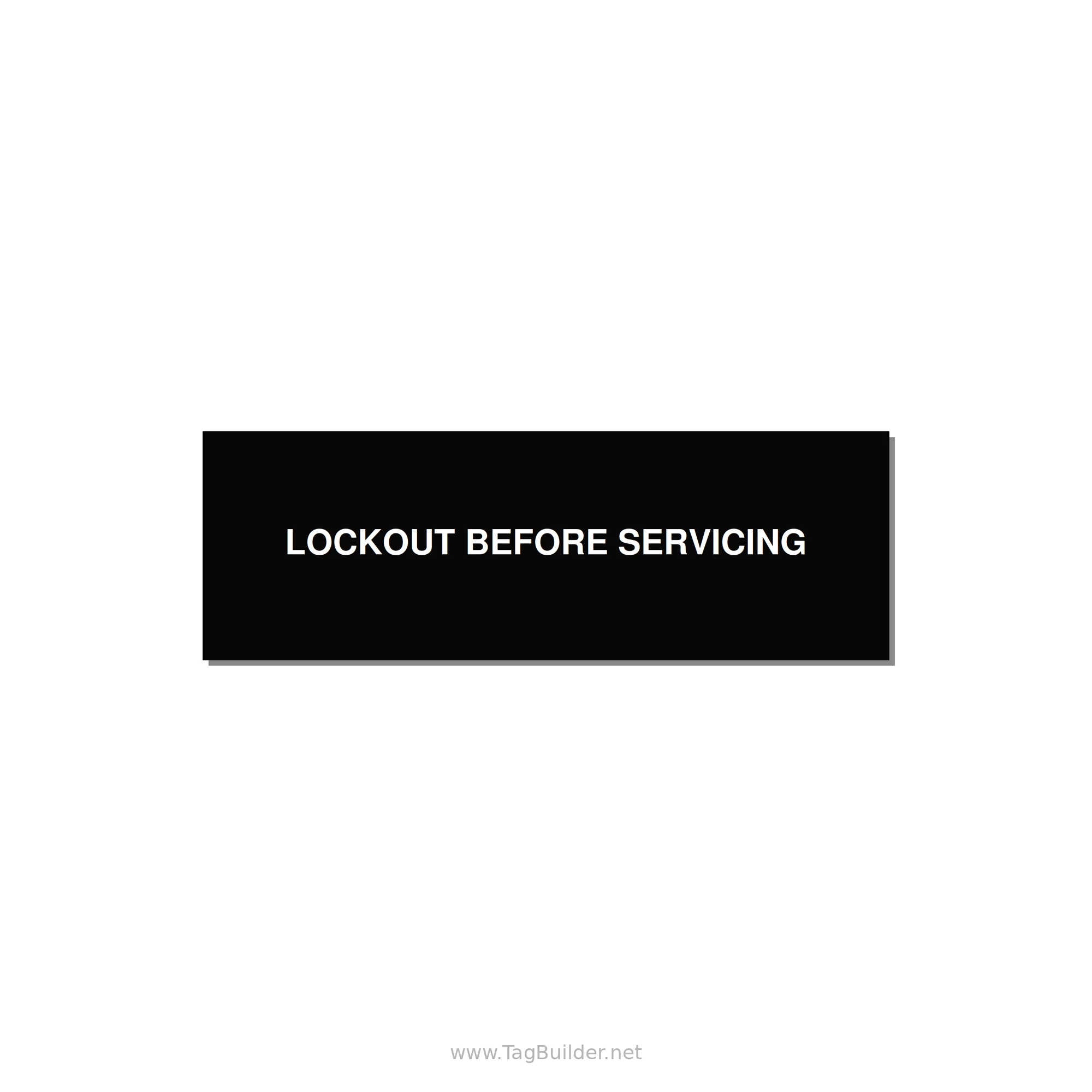 3.0x1.0" Lockout Tagout Label - LOCKOUT BEFORE SERVICING — 3x1" White on Black, Holes