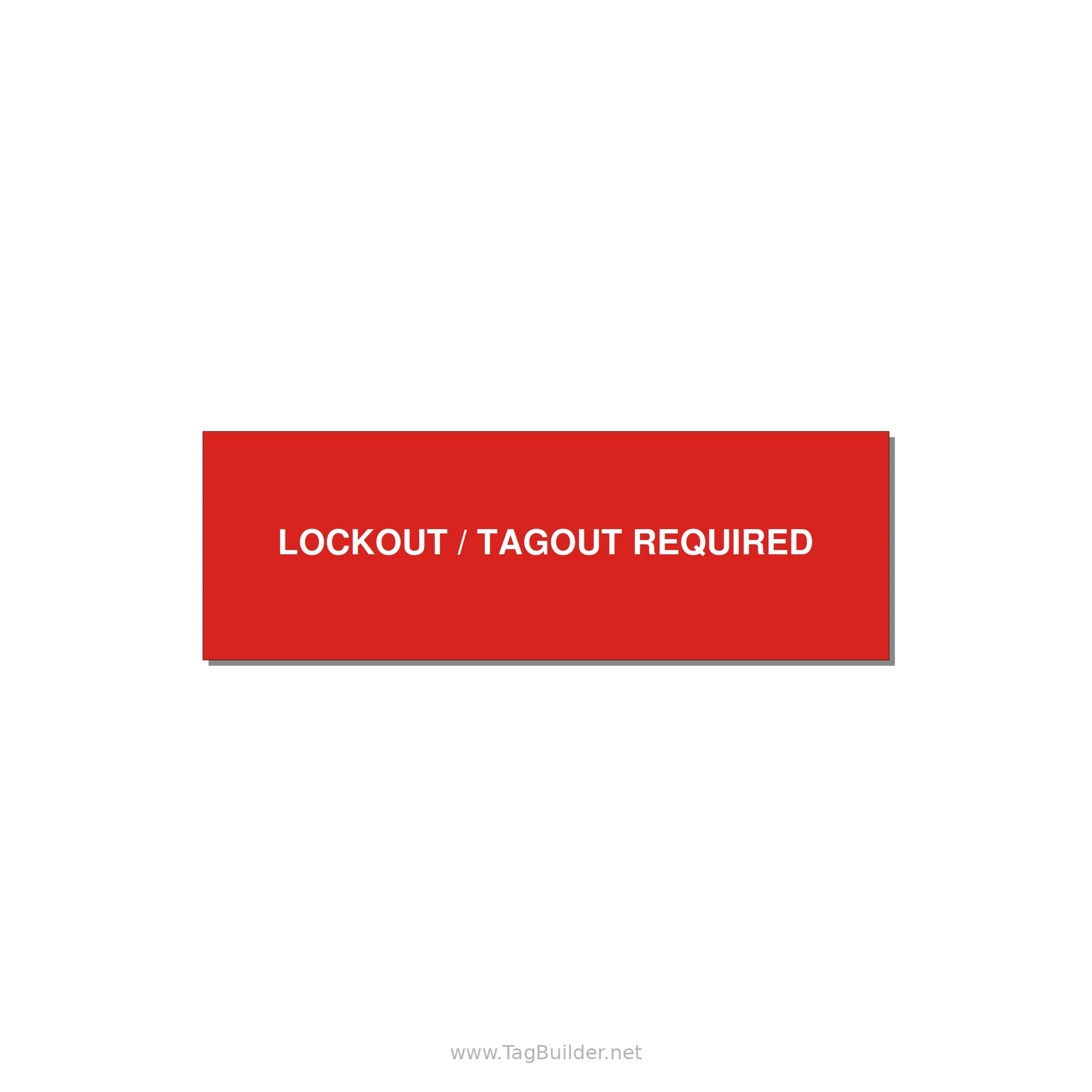 3.0x1.0" Lockout Tagout Label - LOCKOUT / TAGOUT REQUIRED — 3x1" White on Red, Holes
