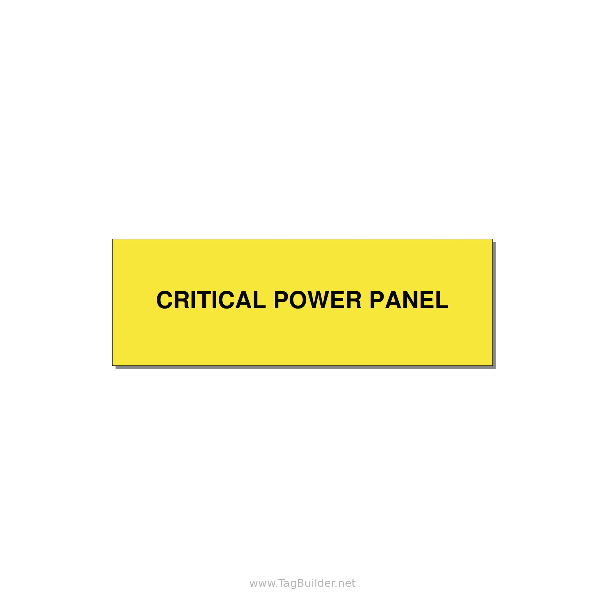 3.0x1.0" Panel Identification Label - CRITICAL POWER PANEL — 3x1" Black on Yellow, Holes