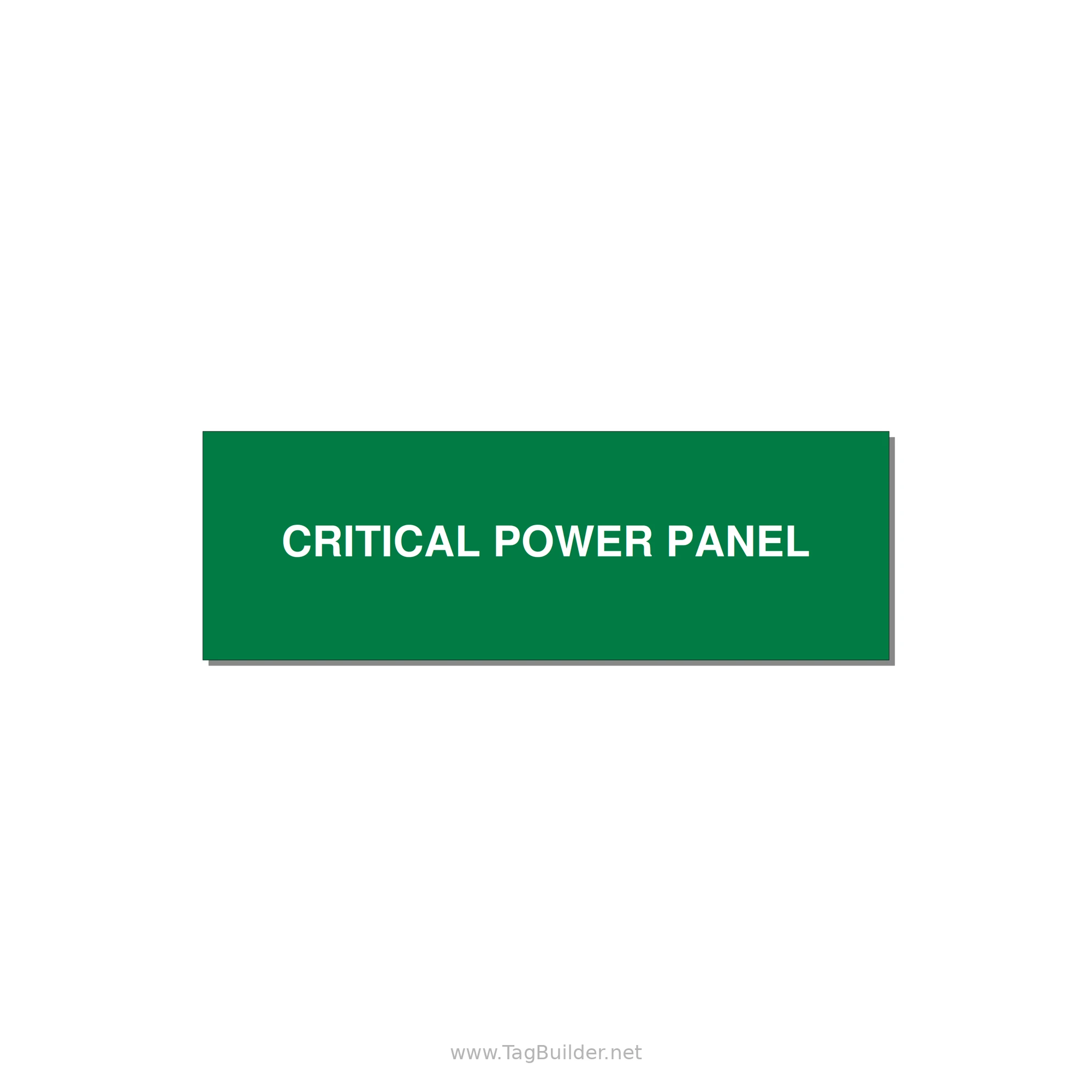 3.0x1.0" Panel Identification Label - CRITICAL POWER PANEL — 3x1" White on Green, Holes