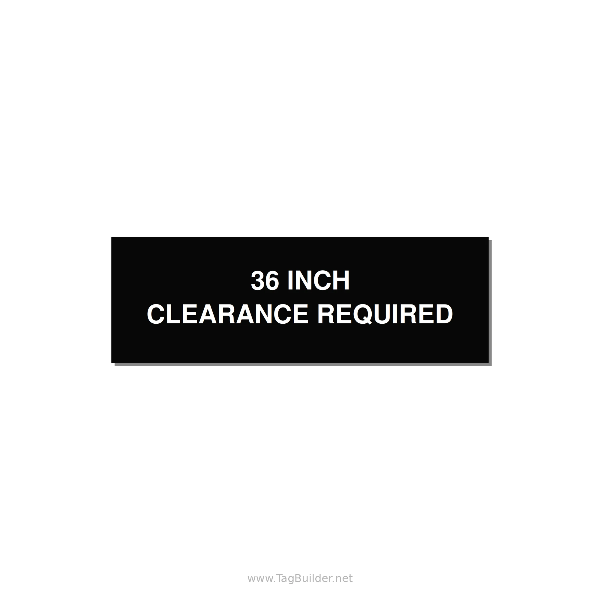 3.0x1.0" Safety Label - 36 INCH CLEARANCE REQUIRE — 3x1" White on Black, Holes