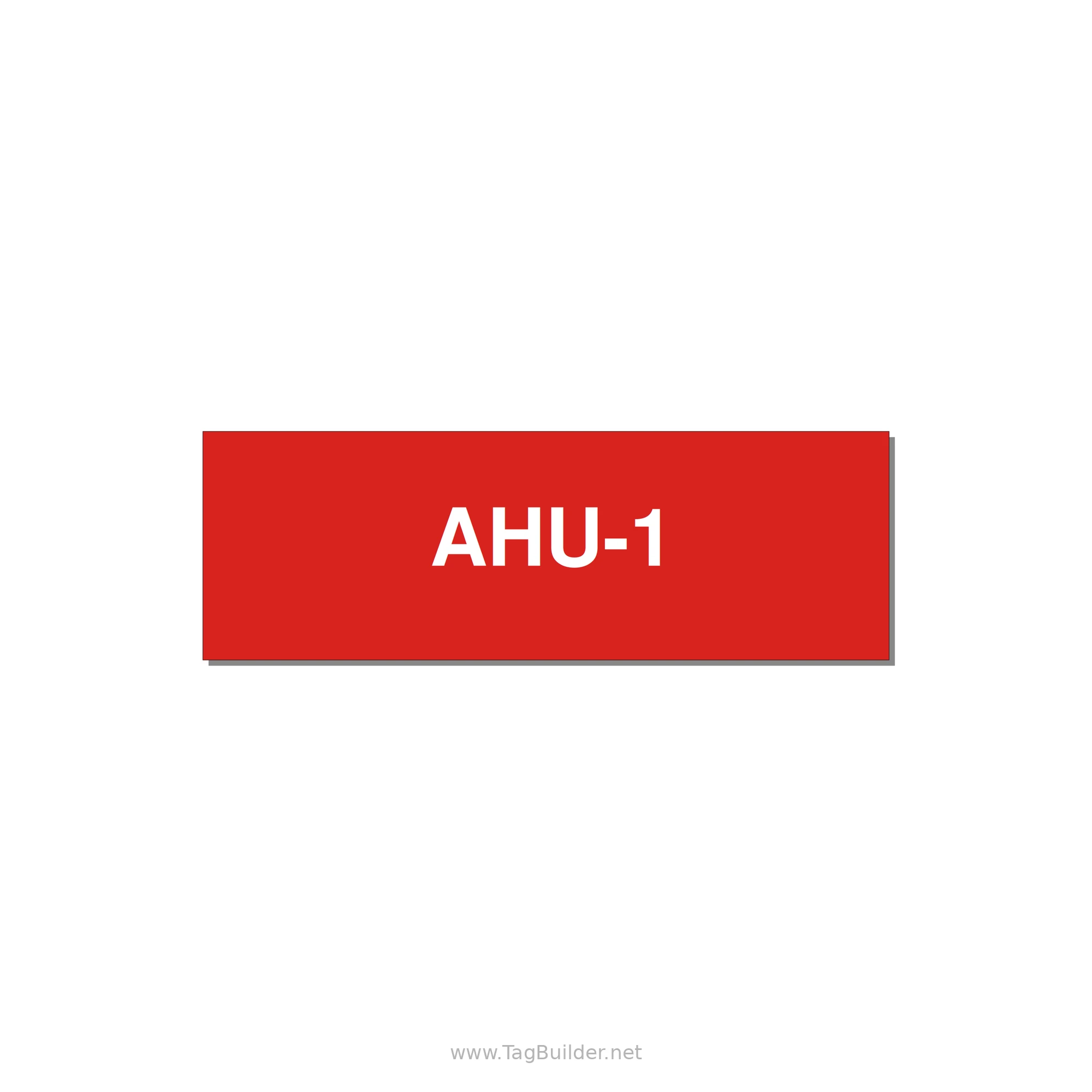 3.0x1.0" Safety Label - AHU-1 — 3x1" White on Red, Holes