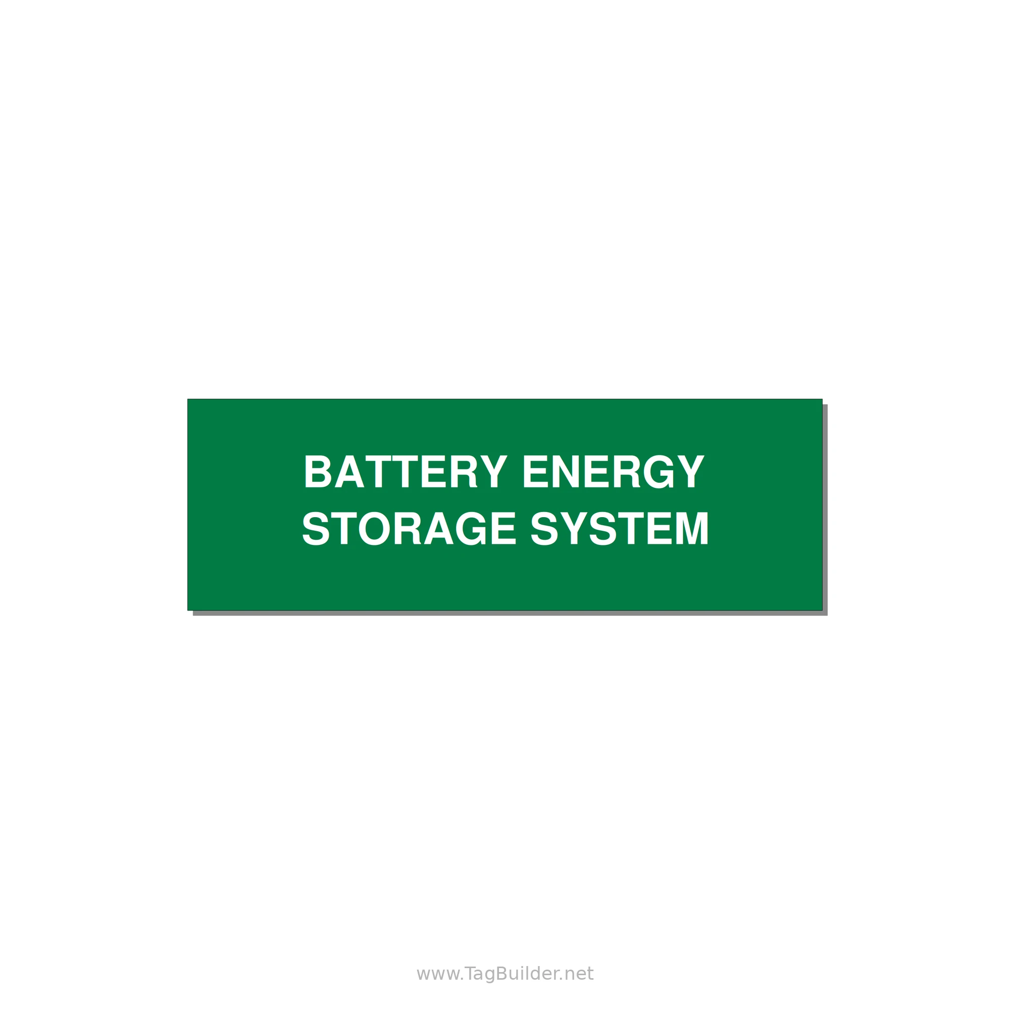 3.0x1.0" Safety Label - BATTERY ENERGY STORAGE SY — 3x1" White on Green, Adhesive