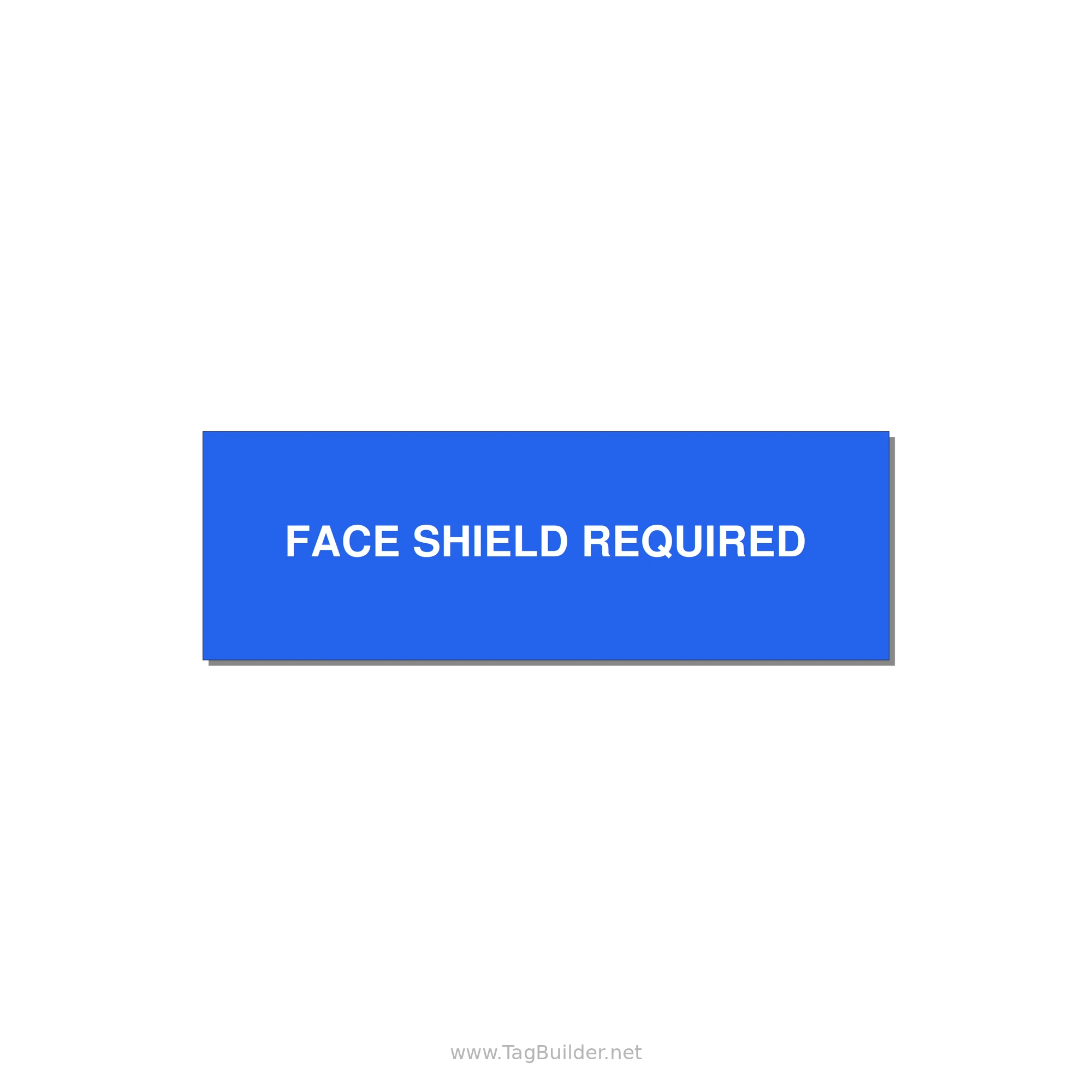 3.0x1.0" Safety Label - FACE SHIELD REQUIRED — 3x1" White on Blue, Holes