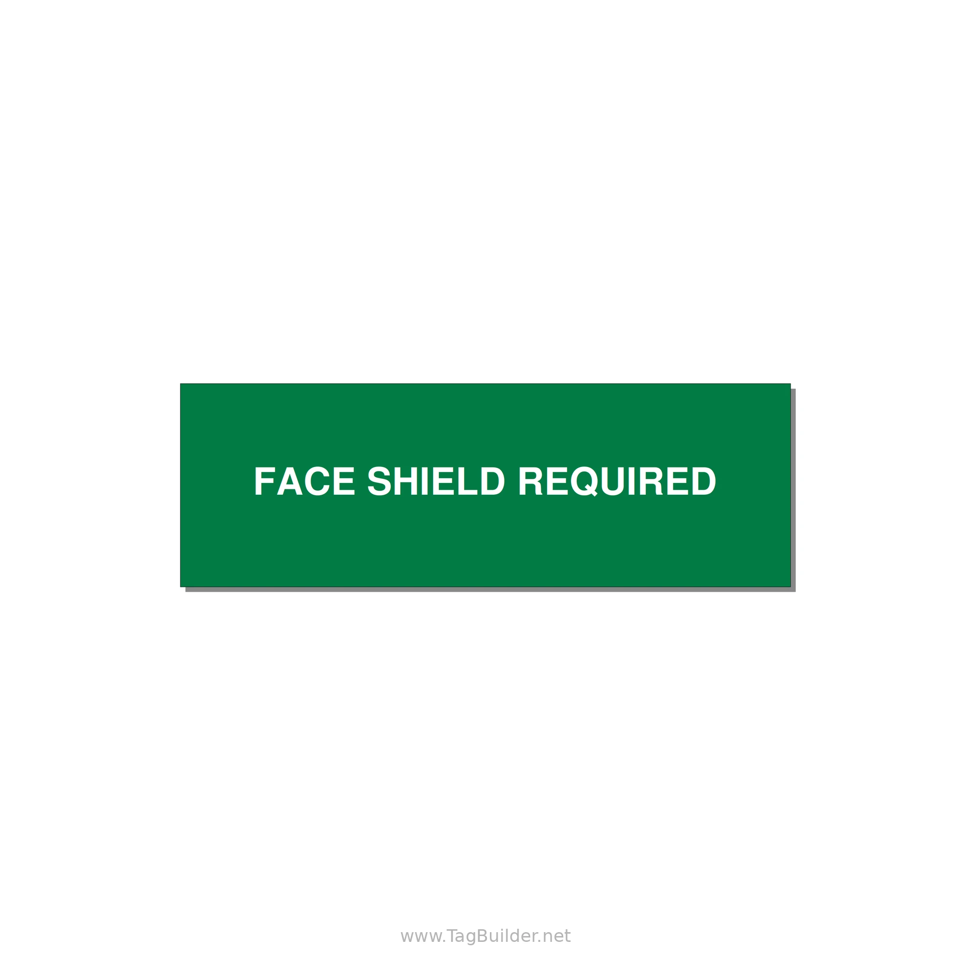 3.0x1.0" Safety Label - FACE SHIELD REQUIRED — 3x1" White on Green, Holes