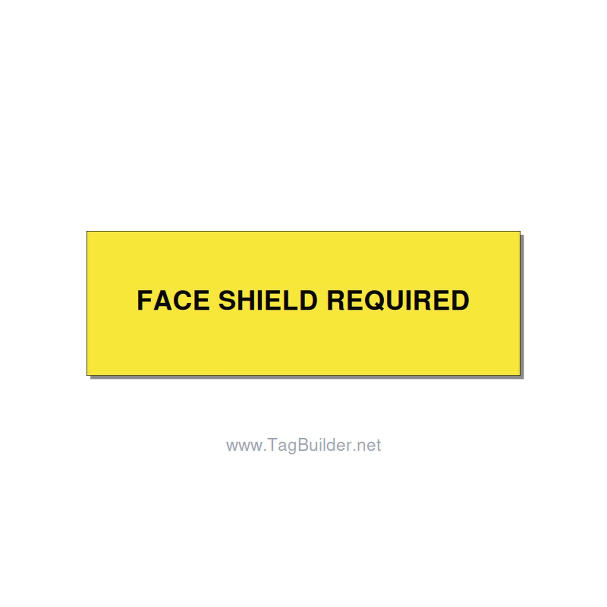 3.0x1.0" Safety Label - FACE SHIELD REQUIRED, Black/Yellow, Holes