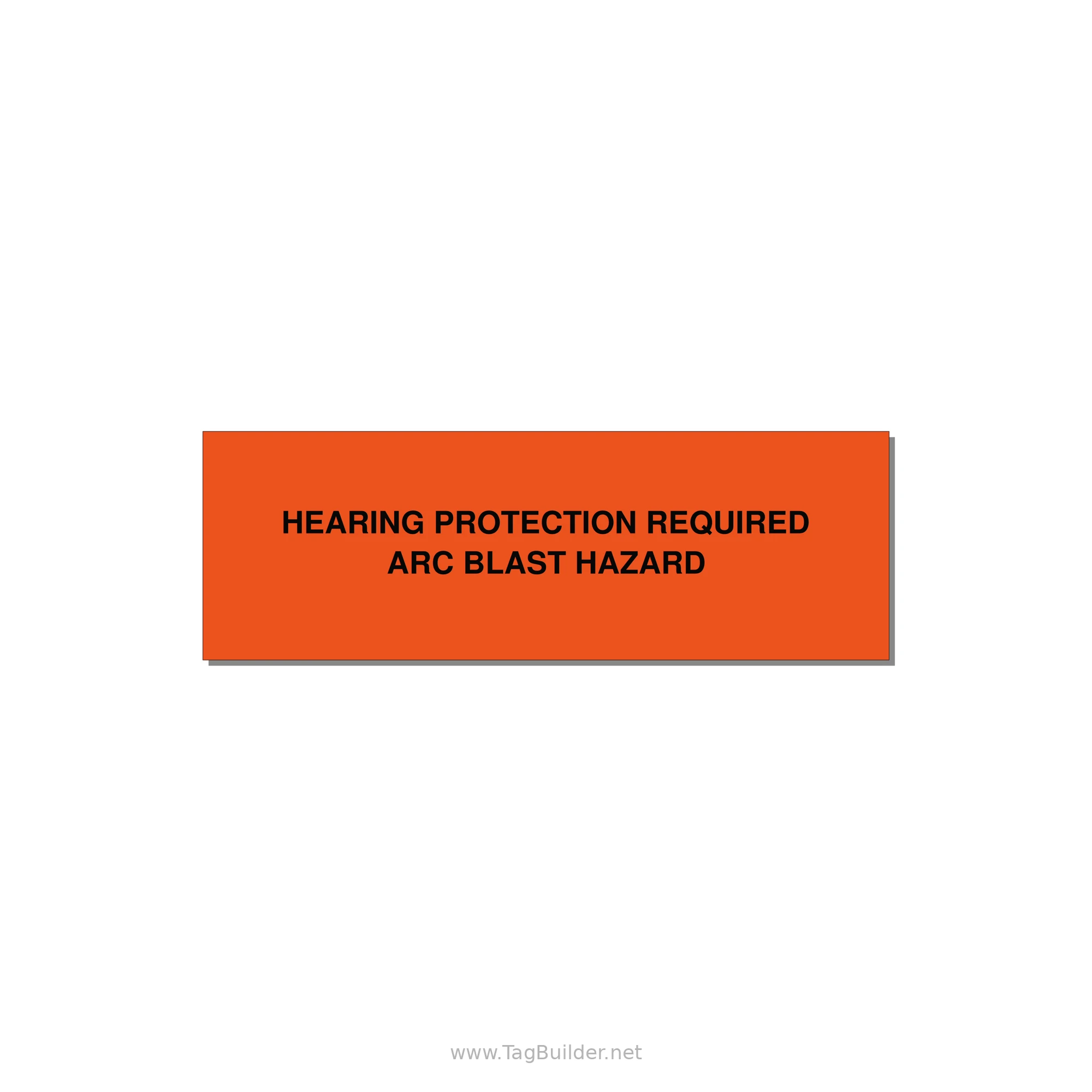 3.0x1.0" Safety Label - HEARING PROTECTION REQUIR — 3x1" Black on Orange, Holes