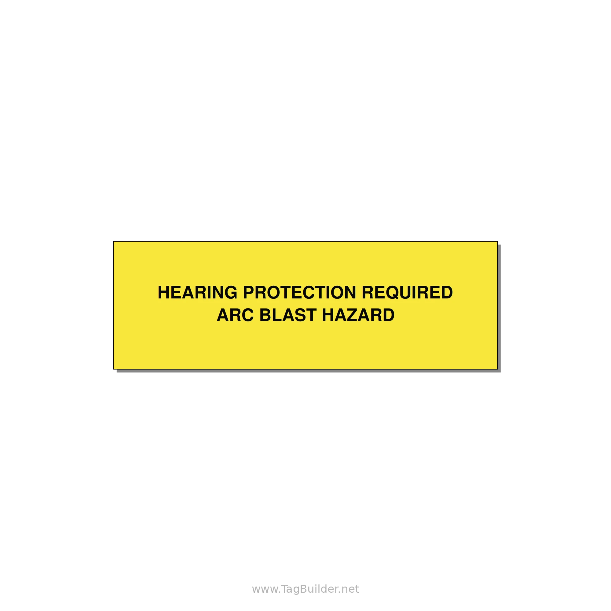 3.0x1.0" Safety Label - HEARING PROTECTION REQUIR — 3x1" Black on Yellow, Holes