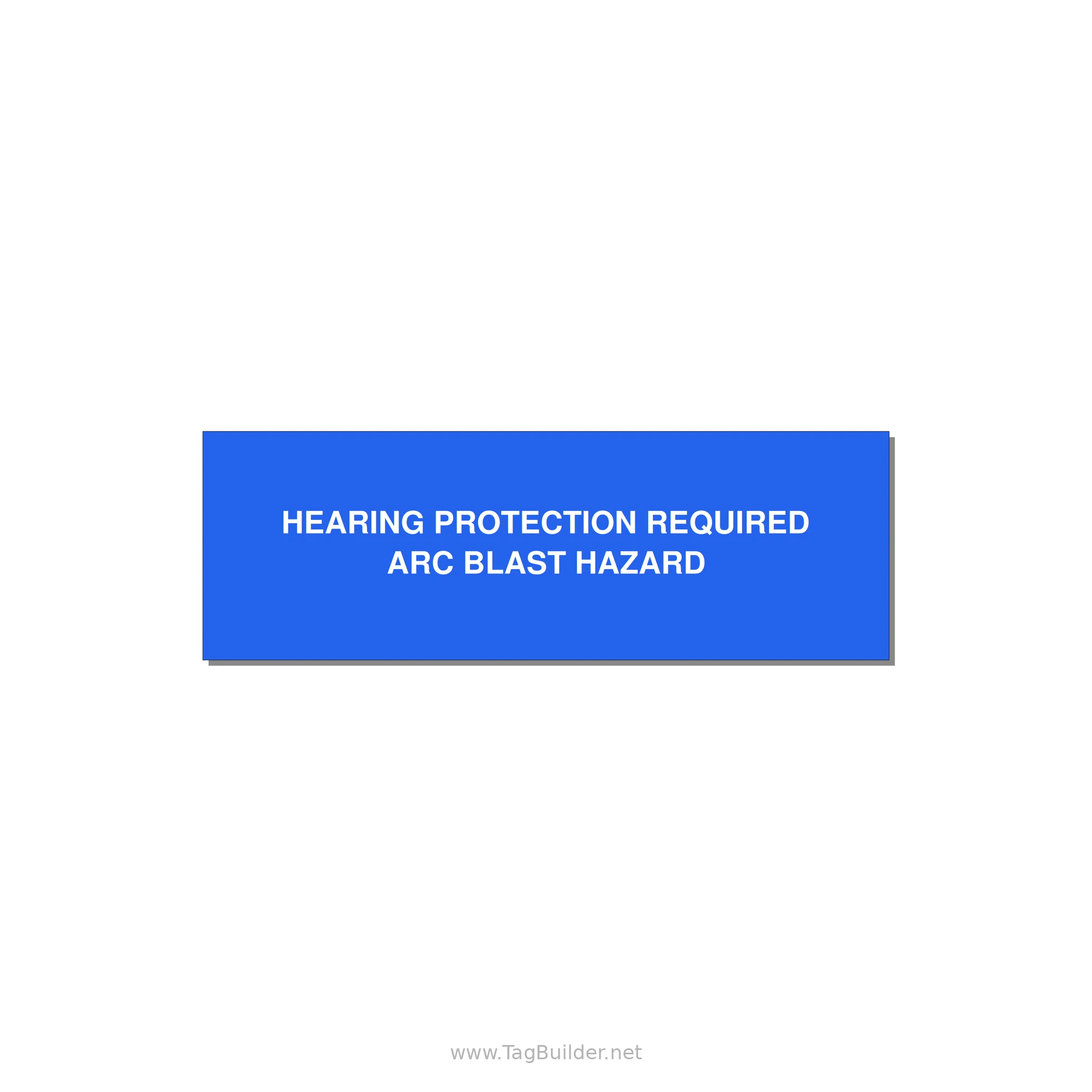 3.0x1.0" Safety Label - HEARING PROTECTION REQUIR — 3x1" White on Blue, Adhesive