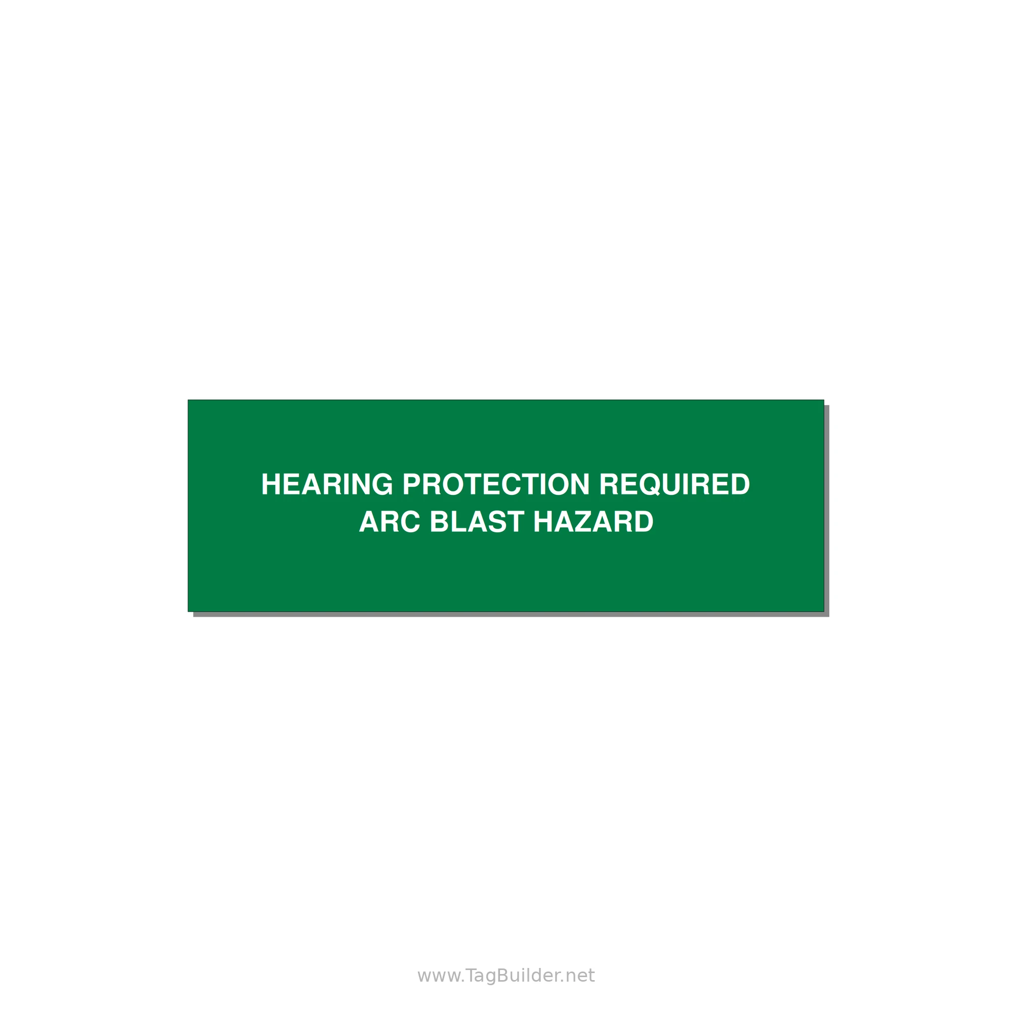 3.0x1.0" Safety Label - HEARING PROTECTION REQUIR — 3x1" White on Green, Holes