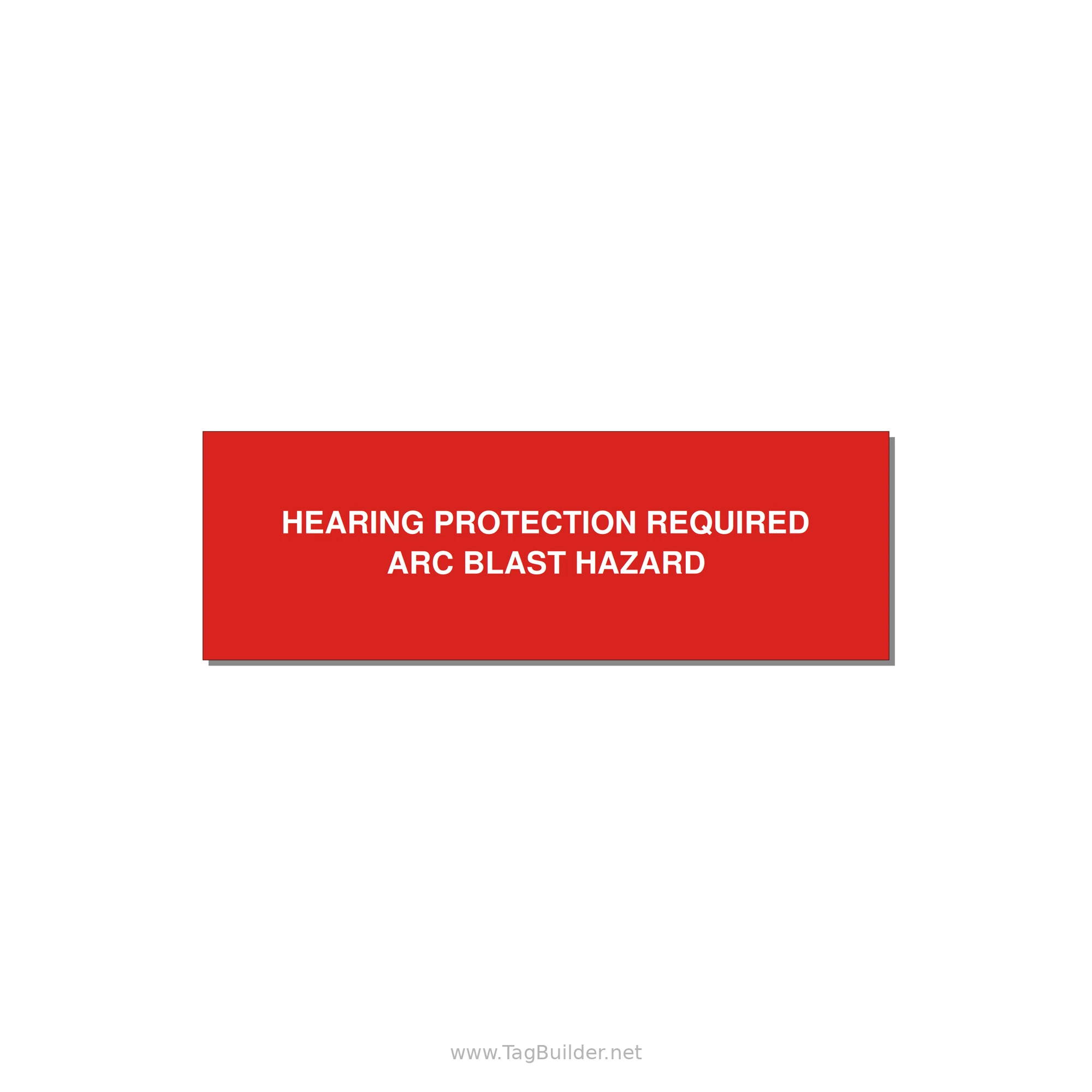 3.0x1.0" Safety Label - HEARING PROTECTION REQUIR — 3x1" White on Red, Holes