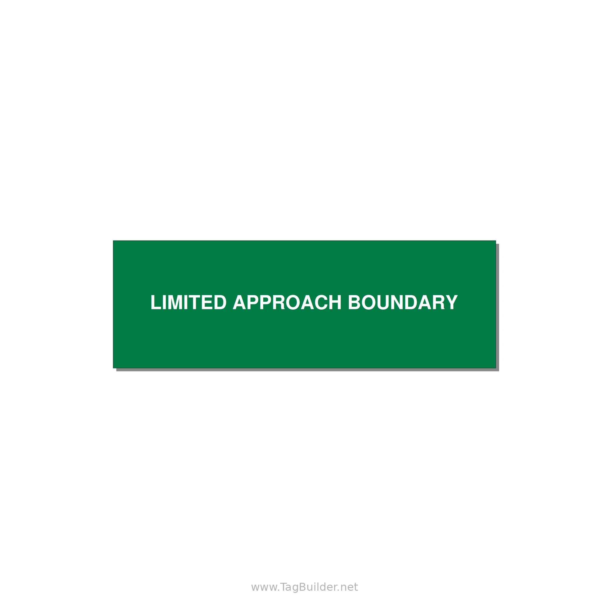 3.0x1.0" Safety Label - LIMITED APPROACH BOUNDARY — 3x1" White on Green, Holes