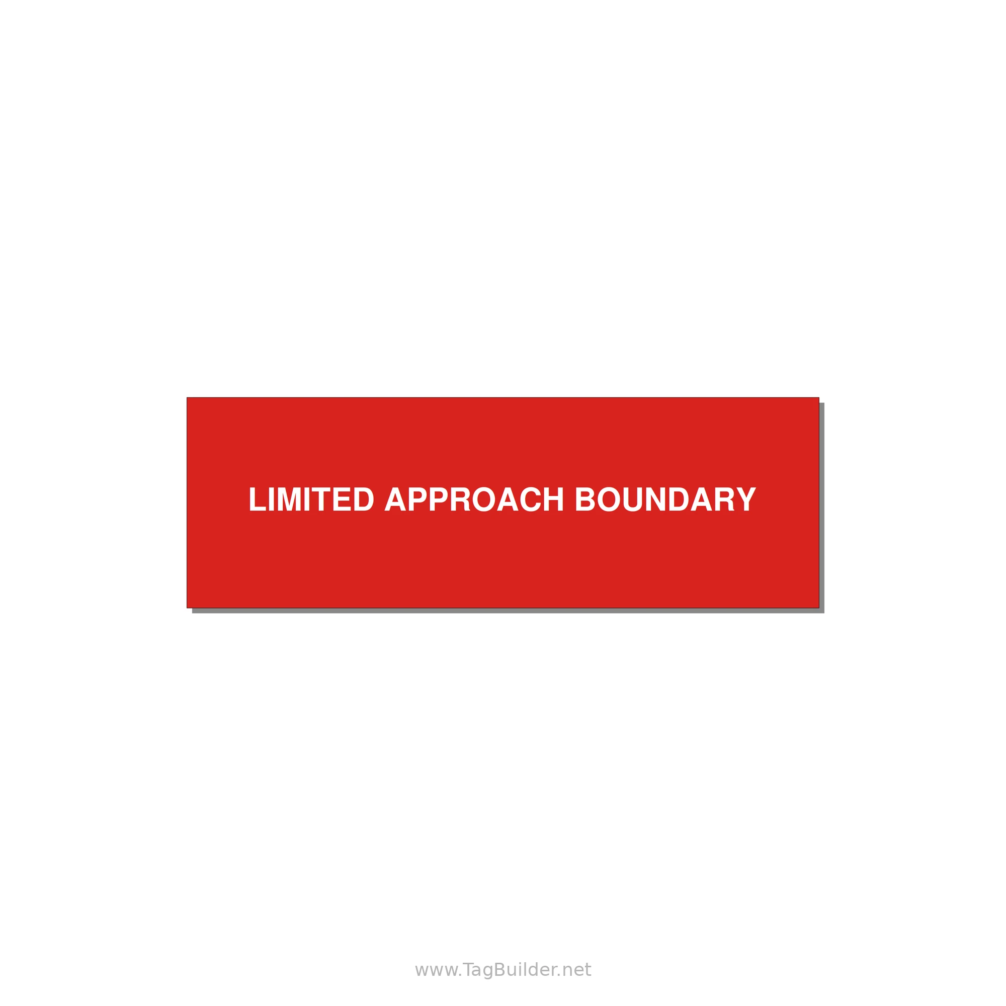 3.0x1.0" Safety Label - LIMITED APPROACH BOUNDARY — 3x1" White on Red, Holes