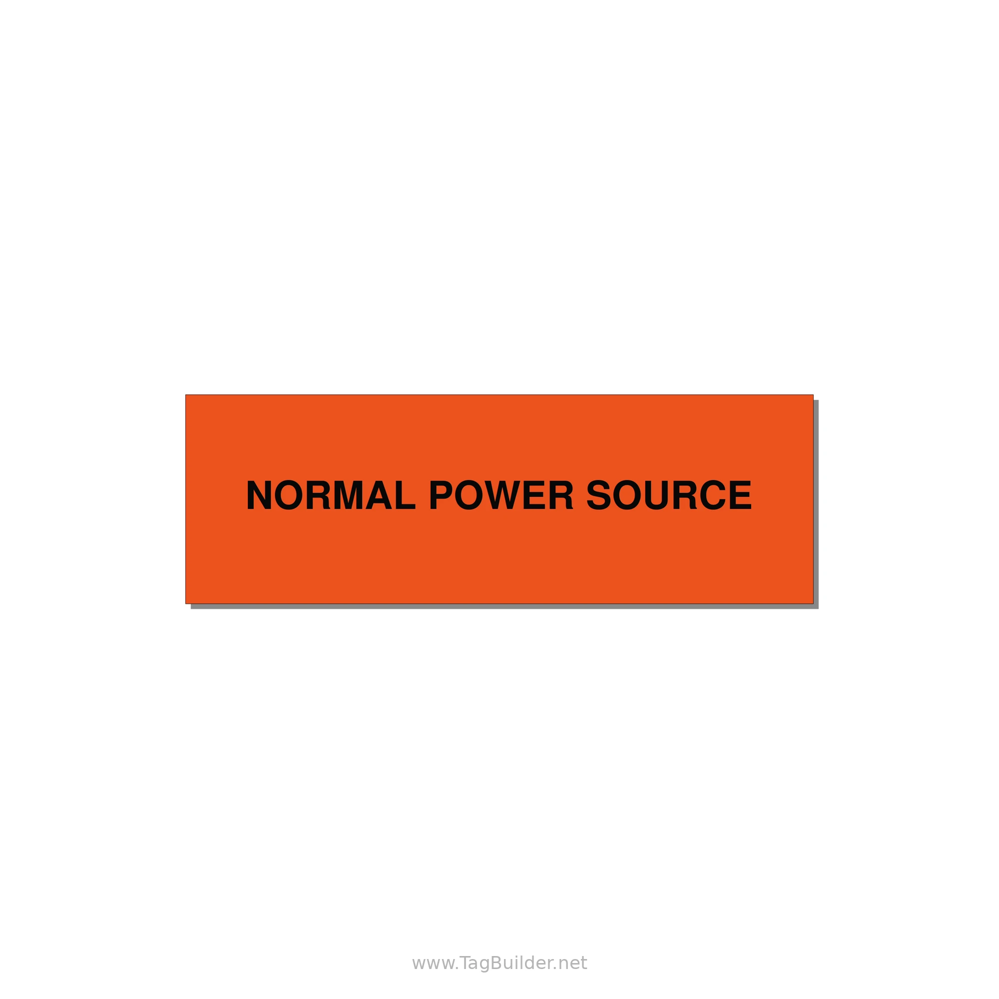 3.0x1.0" Safety Label - NORMAL POWER SOURCE — 3x1" Black on Orange, Holes