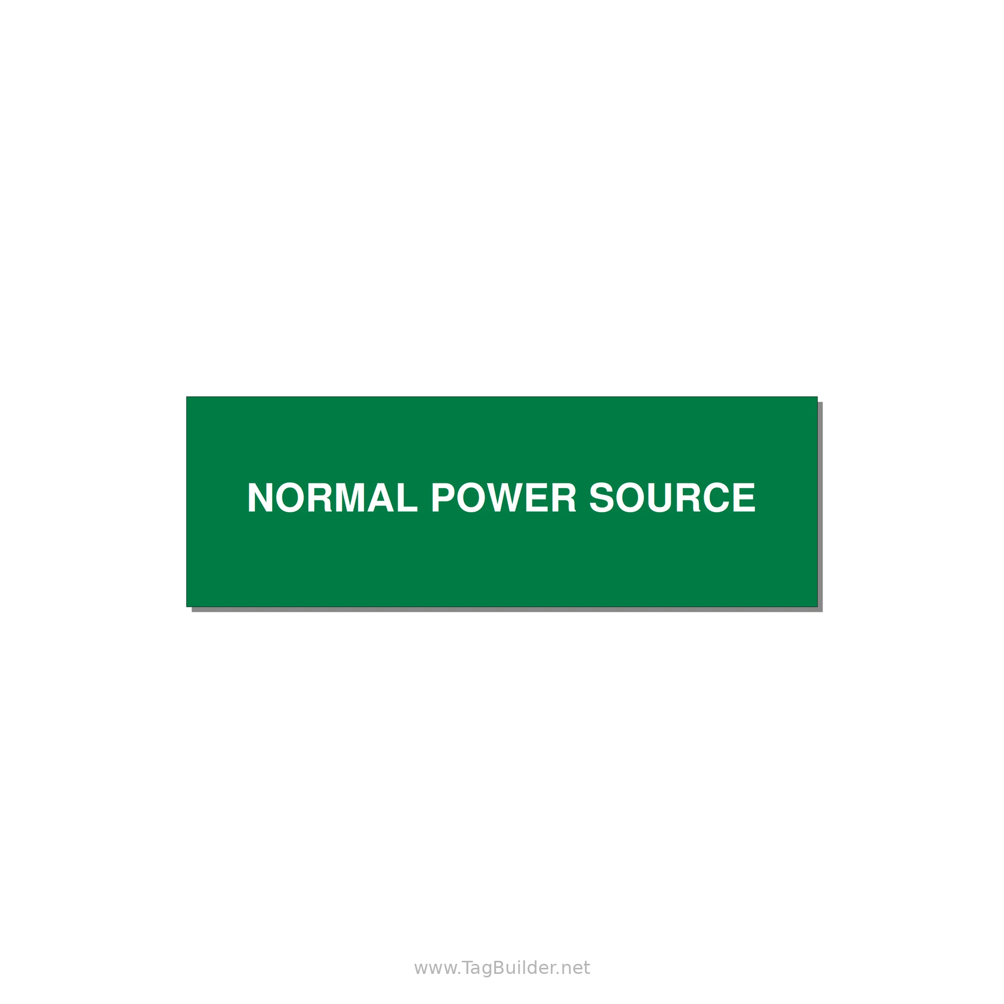 3.0x1.0" Safety Label - NORMAL POWER SOURCE — 3x1" White on Green, Holes