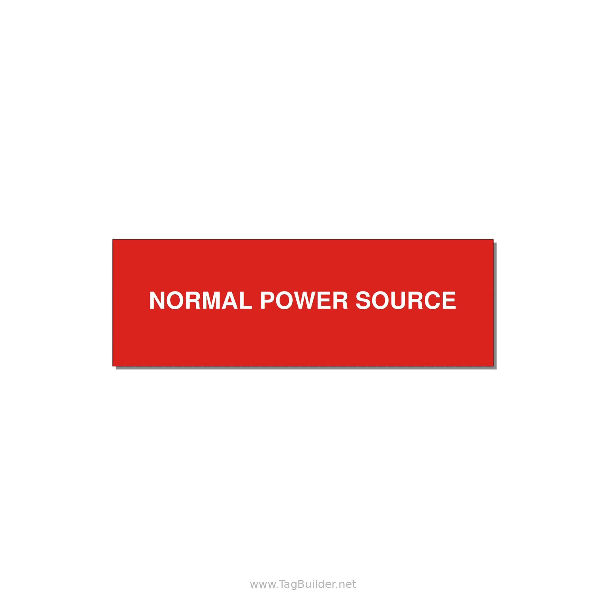 3.0x1.0" Safety Label - NORMAL POWER SOURCE — 3x1" White on Red, Adhesive