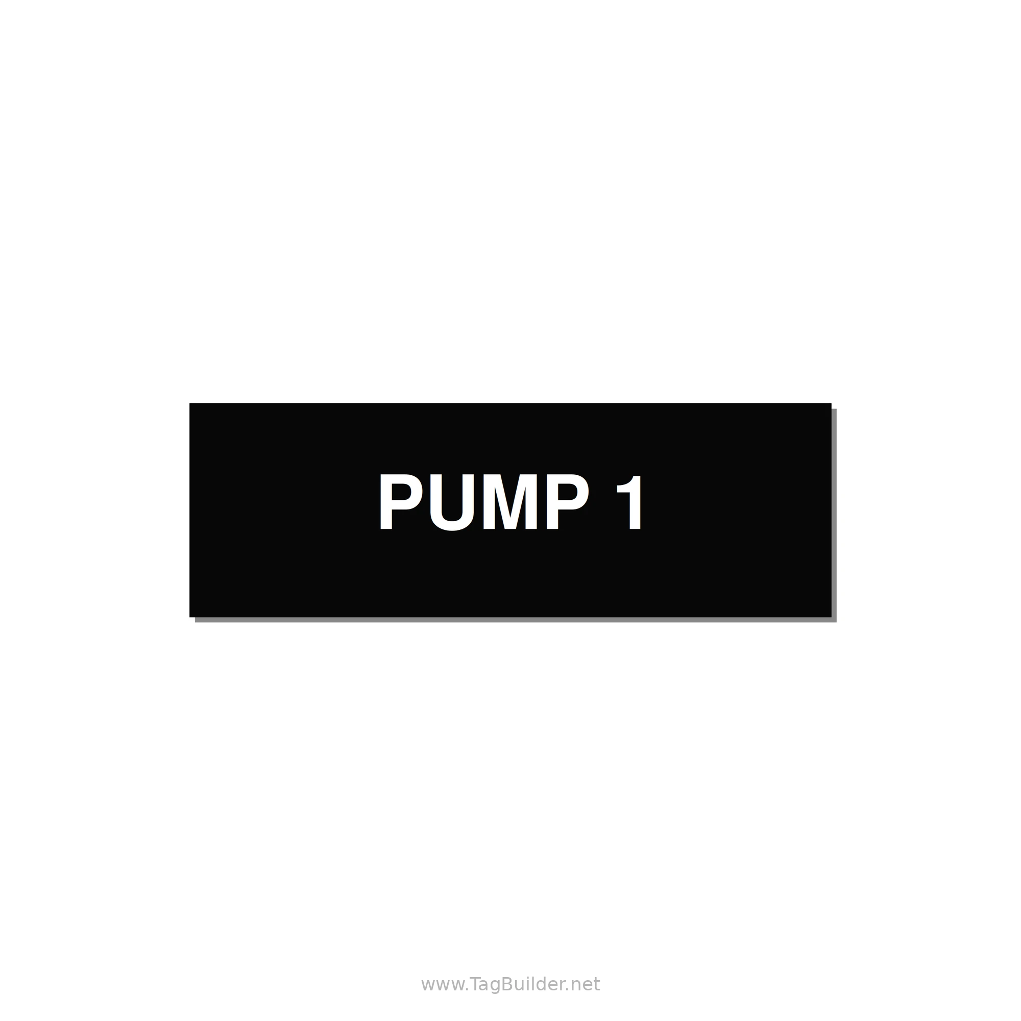 3.0x1.0" Safety Label - PUMP 1 — 3x1" White on Black, Holes