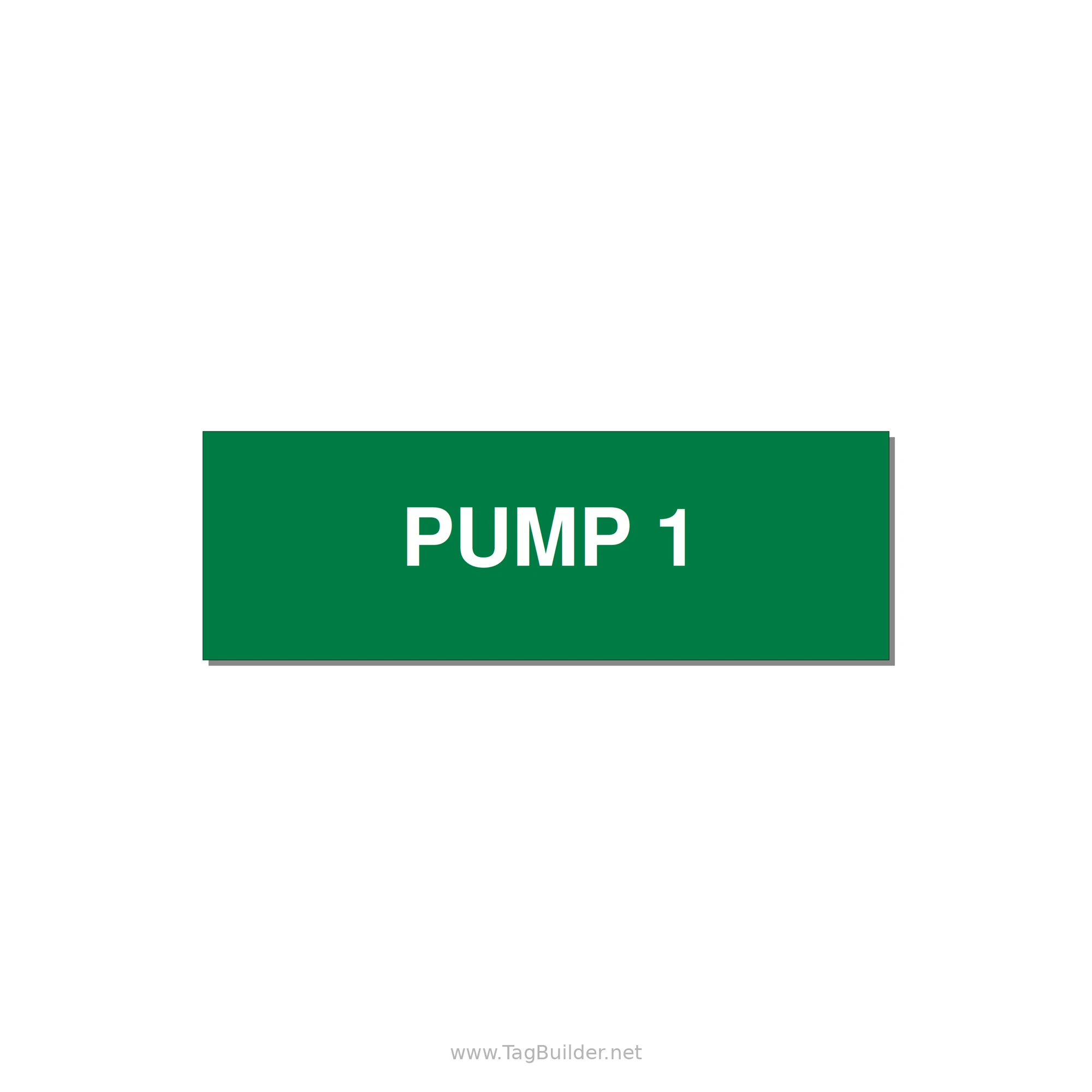 3.0x1.0" Safety Label - PUMP 1 — 3x1" White on Green, Adhesive