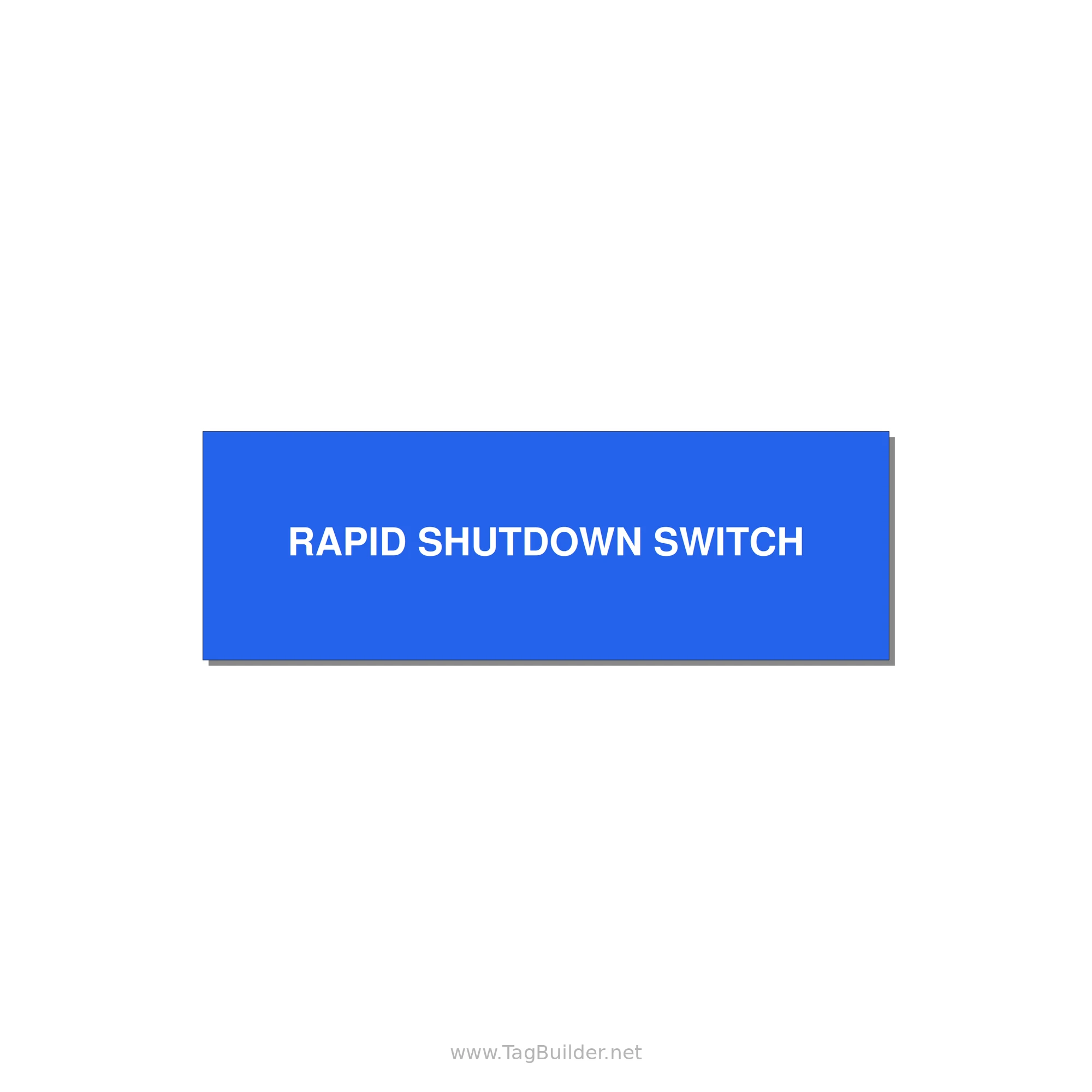 3.0x1.0" Safety Label - RAPID SHUTDOWN SWITCH — 3x1" White on Blue, Adhesive