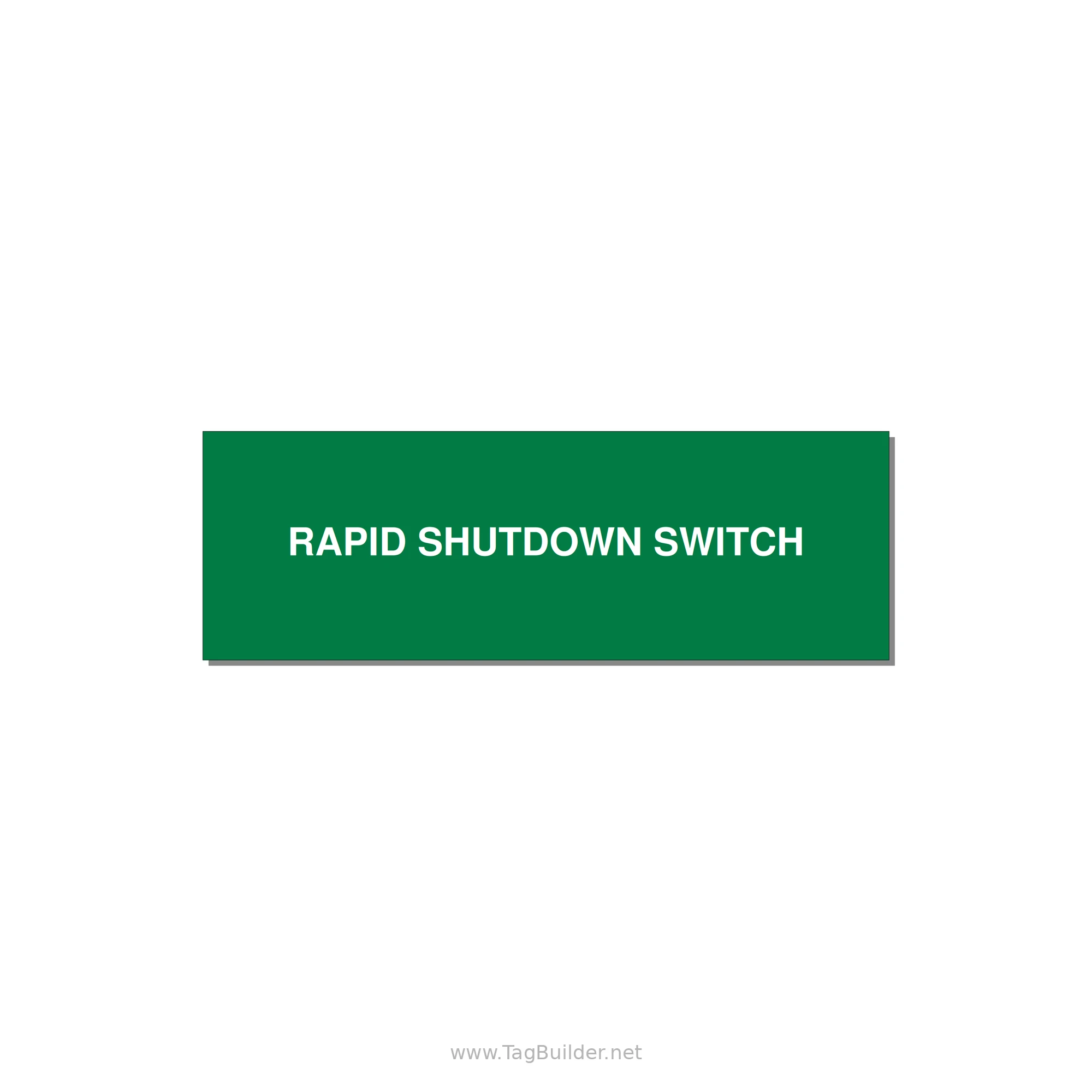 3.0x1.0" Safety Label - RAPID SHUTDOWN SWITCH — 3x1" White on Green, Adhesive