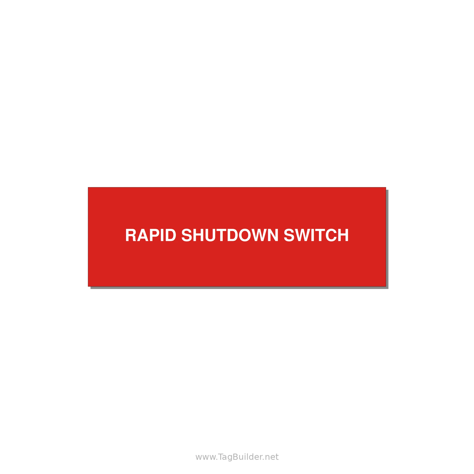 3.0x1.0" Safety Label - RAPID SHUTDOWN SWITCH — 3x1" White on Red, Adhesive