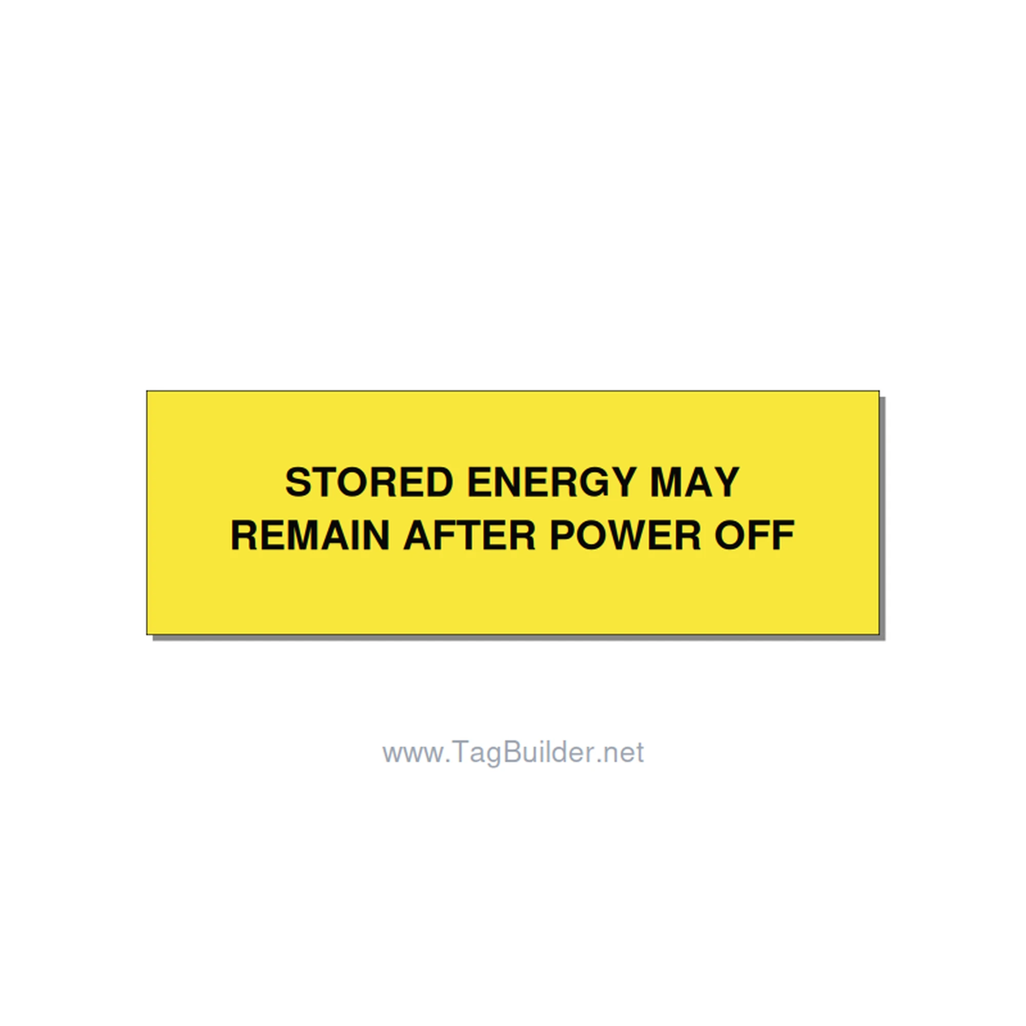 3.0x1.0" Safety Label - STORED ENERGY MAY REMAIN , Black/Yellow, Adhesive