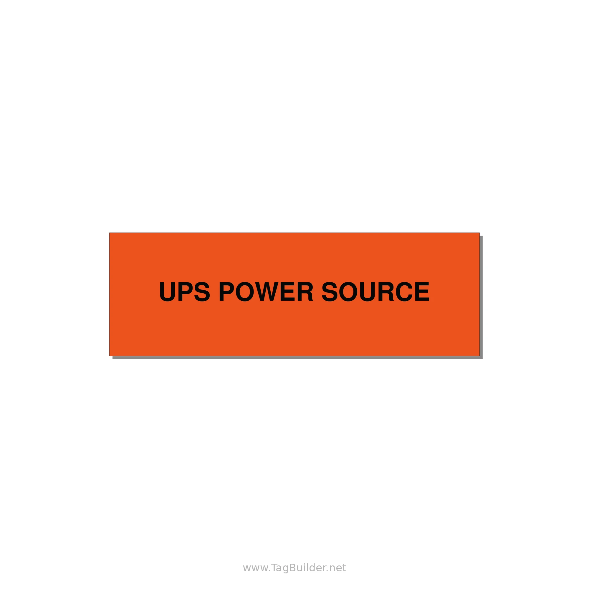 3.0x1.0" Safety Label - UPS POWER SOURCE — 3x1" Black on Orange, Adhesive