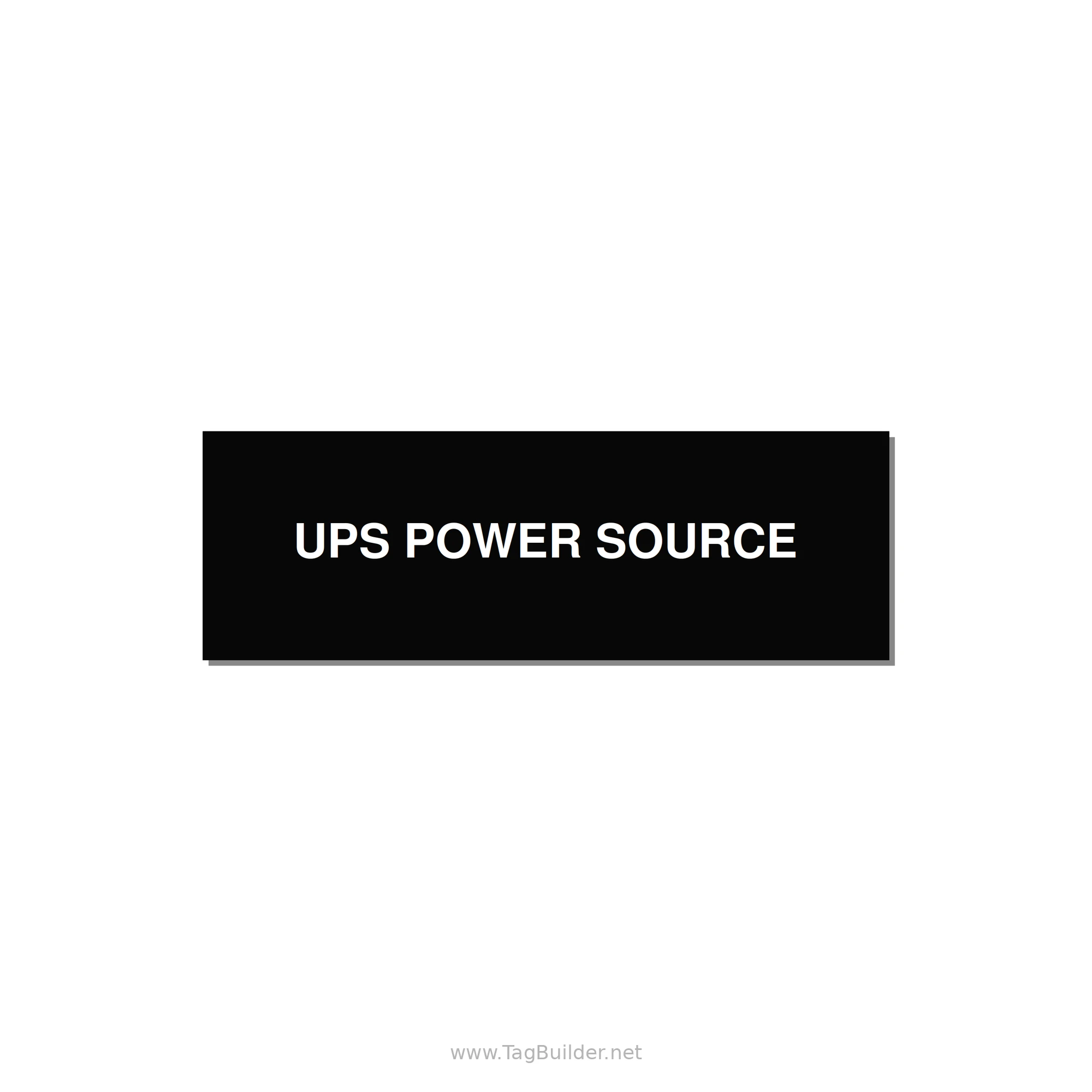 3.0x1.0" Safety Label - UPS POWER SOURCE — 3x1" White on Black, Holes