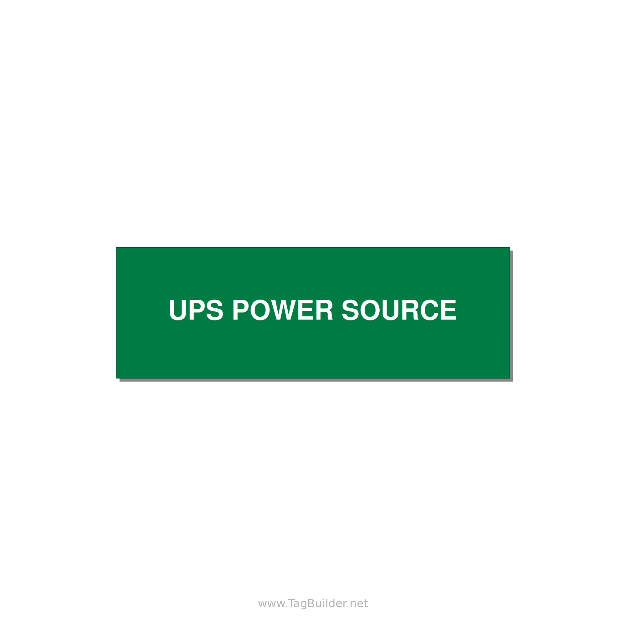 3.0x1.0" Safety Label - UPS POWER SOURCE — 3x1" White on Green, Holes