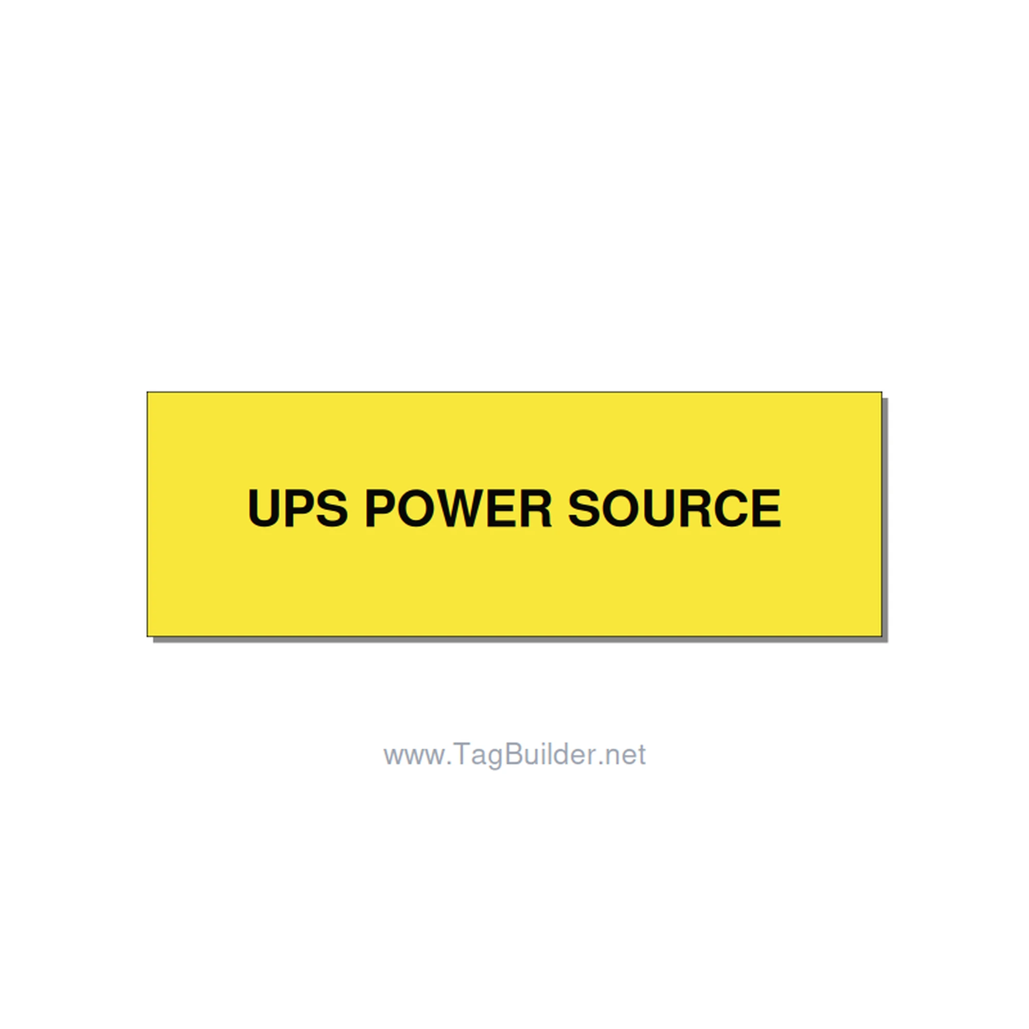 3.0x1.0" Safety Label - UPS POWER SOURCE, Black/Yellow, Holes
