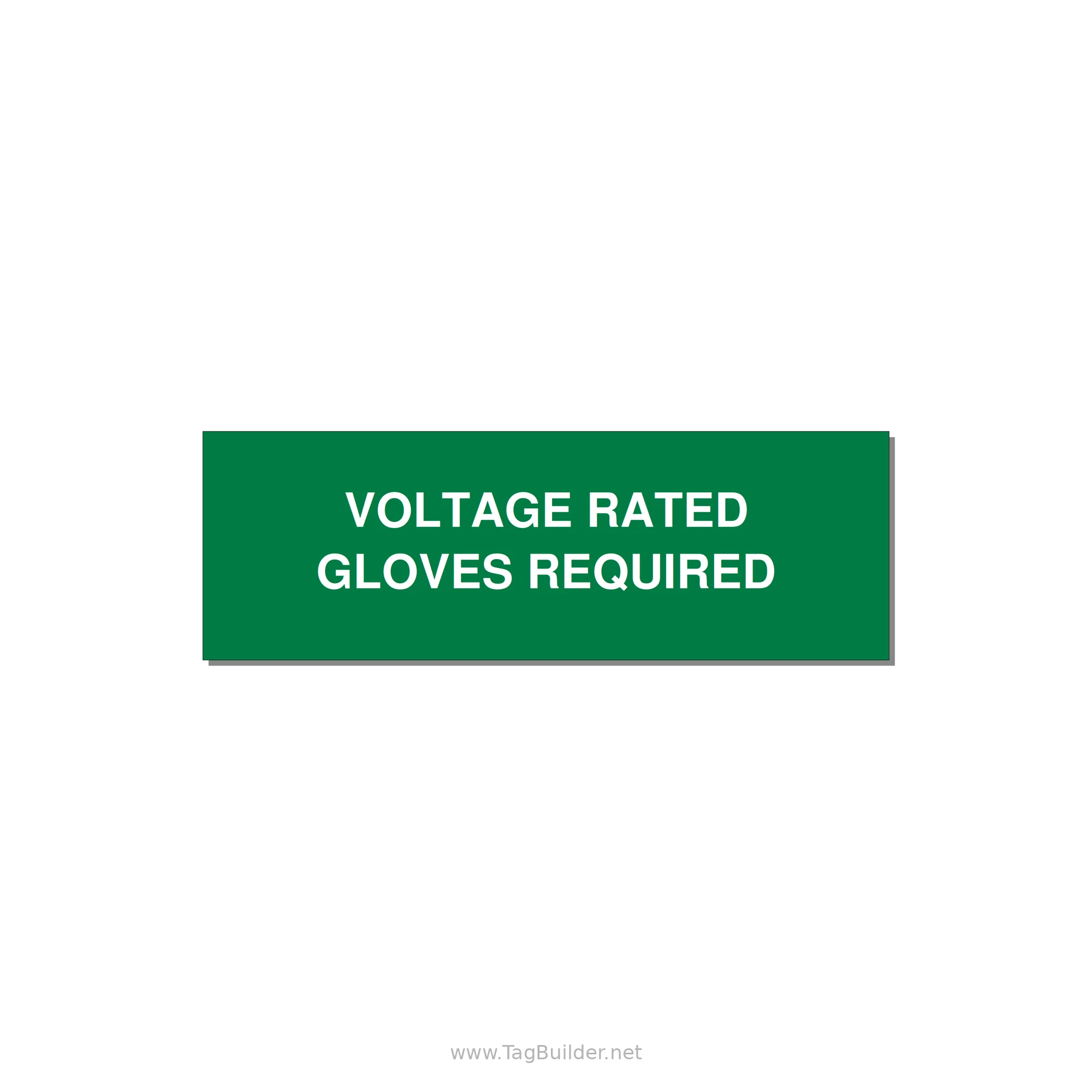 3.0x1.0" Safety Label - VOLTAGE RATED GLOVES REQU — 3x1" White on Green, Holes