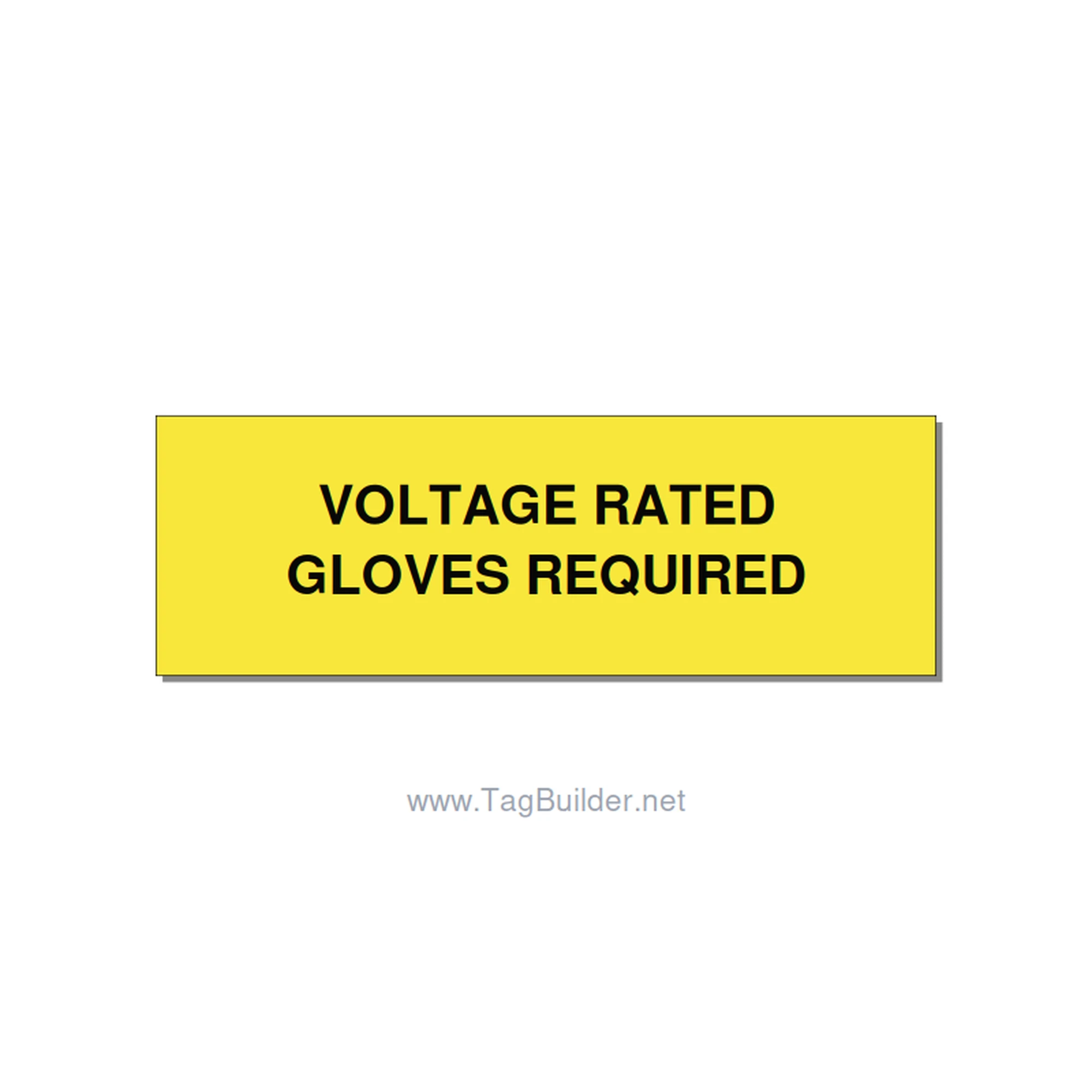 3.0x1.0" Safety Label - VOLTAGE RATED GLOVES REQU, Black/Yellow, Adhesive
