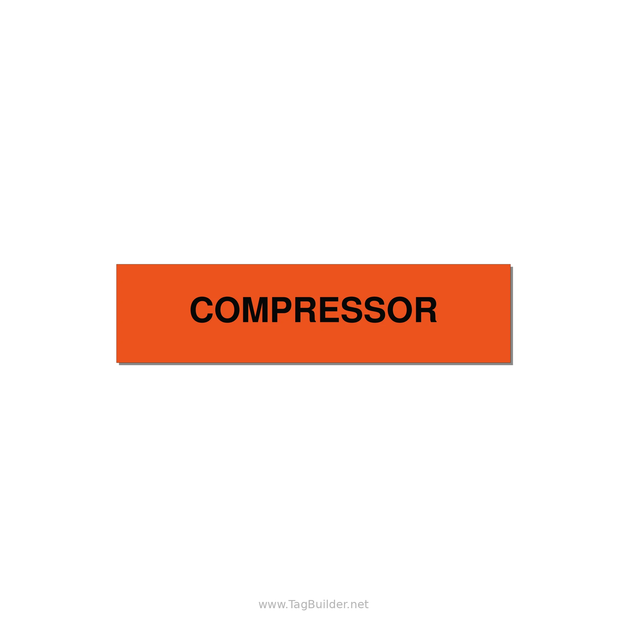 4.0x1.0" Safety Label - COMPRESSOR — 4x1" Black on Orange, Adhesive