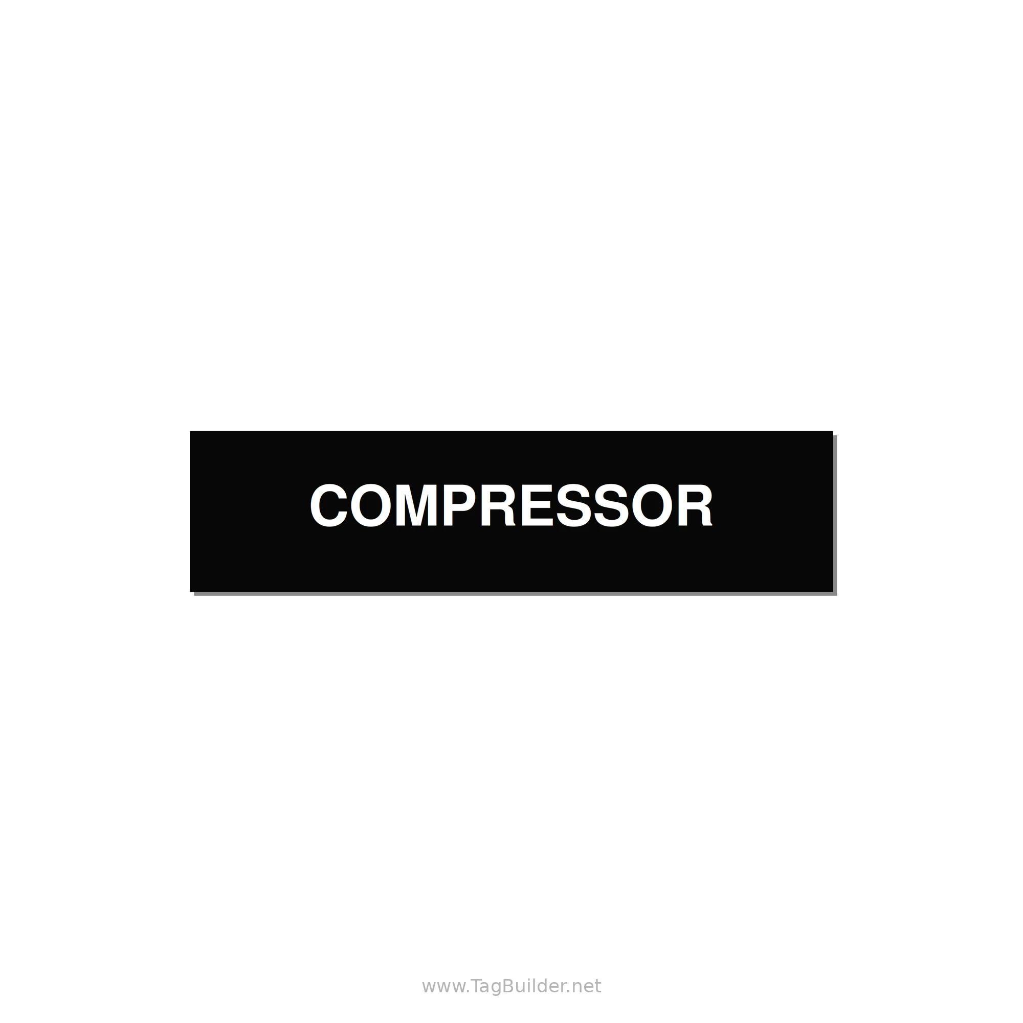 4.0x1.0" Safety Label - COMPRESSOR — 4x1" White on Black, Adhesive