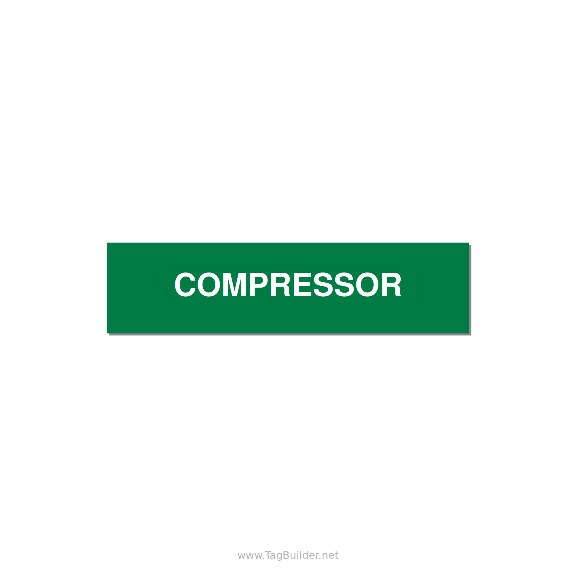 4.0x1.0" Safety Label - COMPRESSOR — 4x1" White on Green, Adhesive