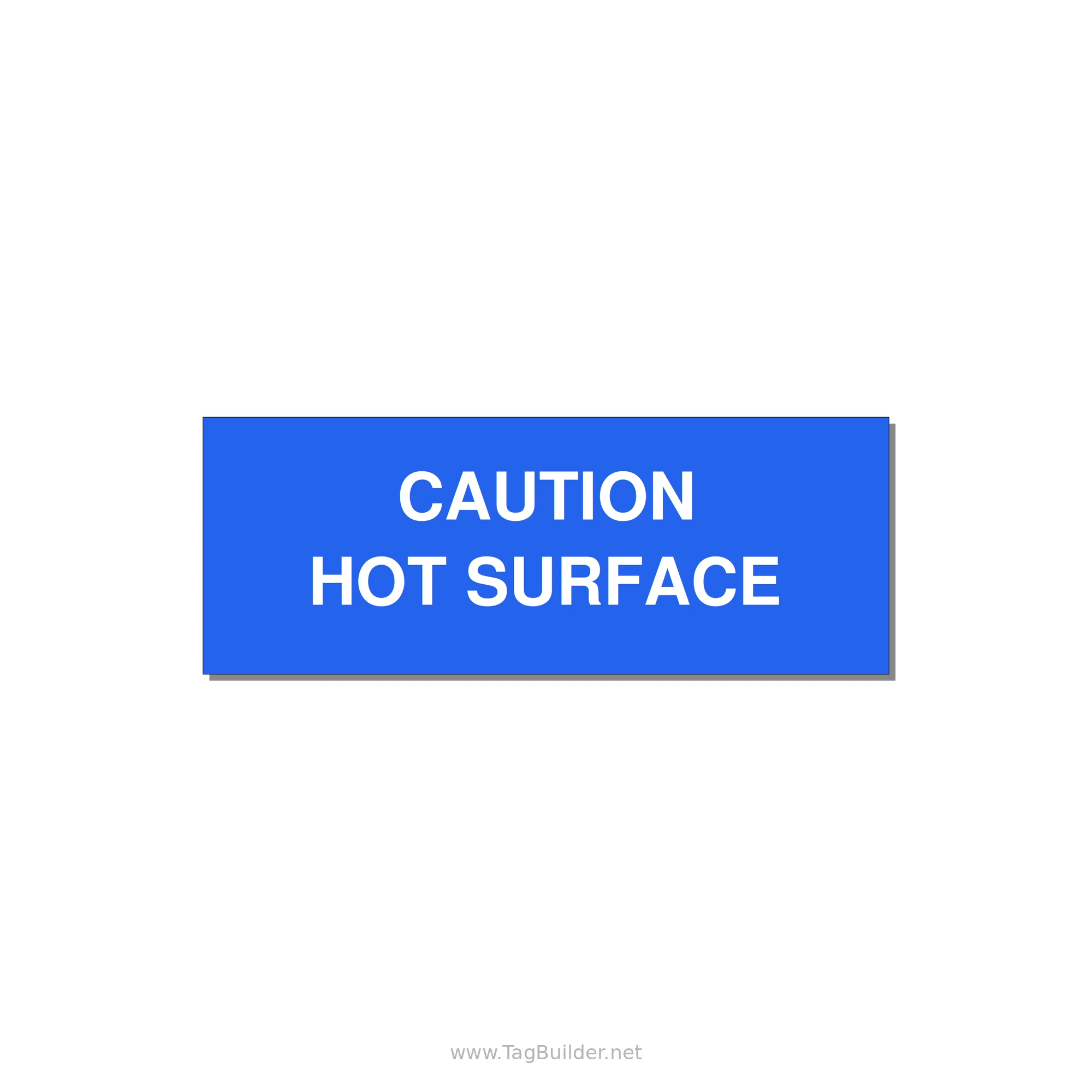 4.0x1.5" Caution Safety Label - CAUTION HOT SURFACE — 4x1.5" White on Blue, Adhesive