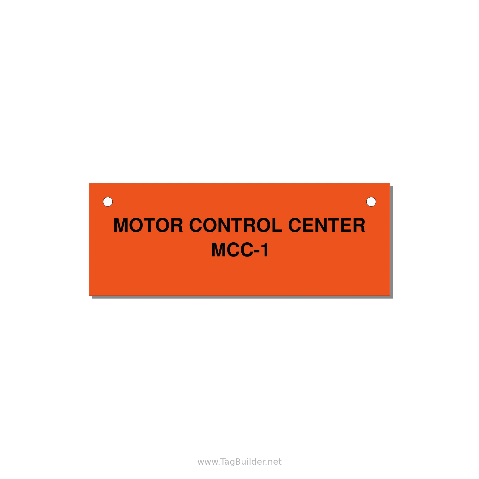4.0x1.5" Motor Control Label - MOTOR CONTROL CENTER MCC — 4x1.5" Black on Orange, Holes