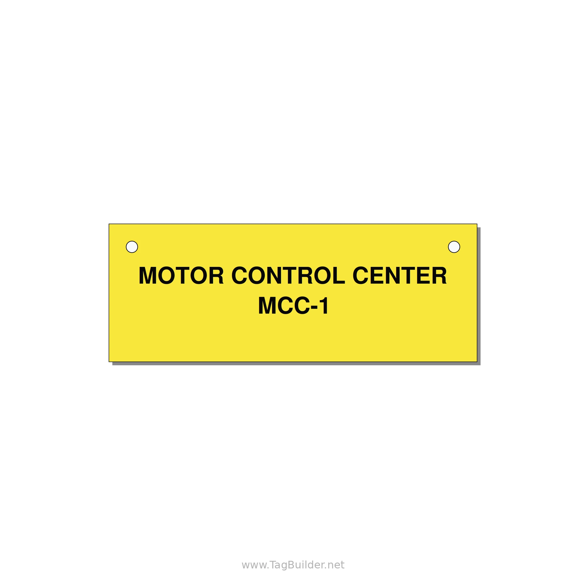 4.0x1.5" Motor Control Label - MOTOR CONTROL CENTER MCC — 4x1.5" Black on Yellow, Holes