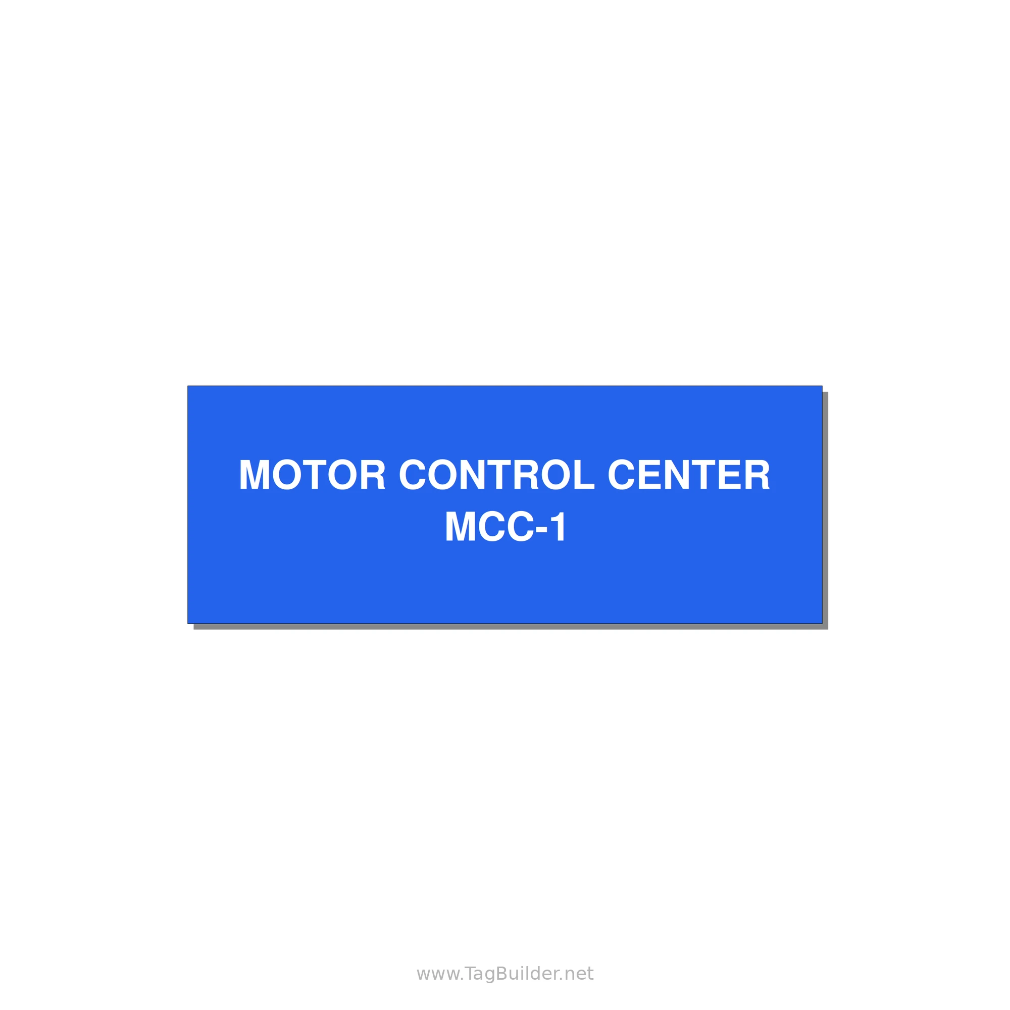4.0x1.5" Motor Control Label - MOTOR CONTROL CENTER MCC — 4x1.5" White on Blue, Adhesive