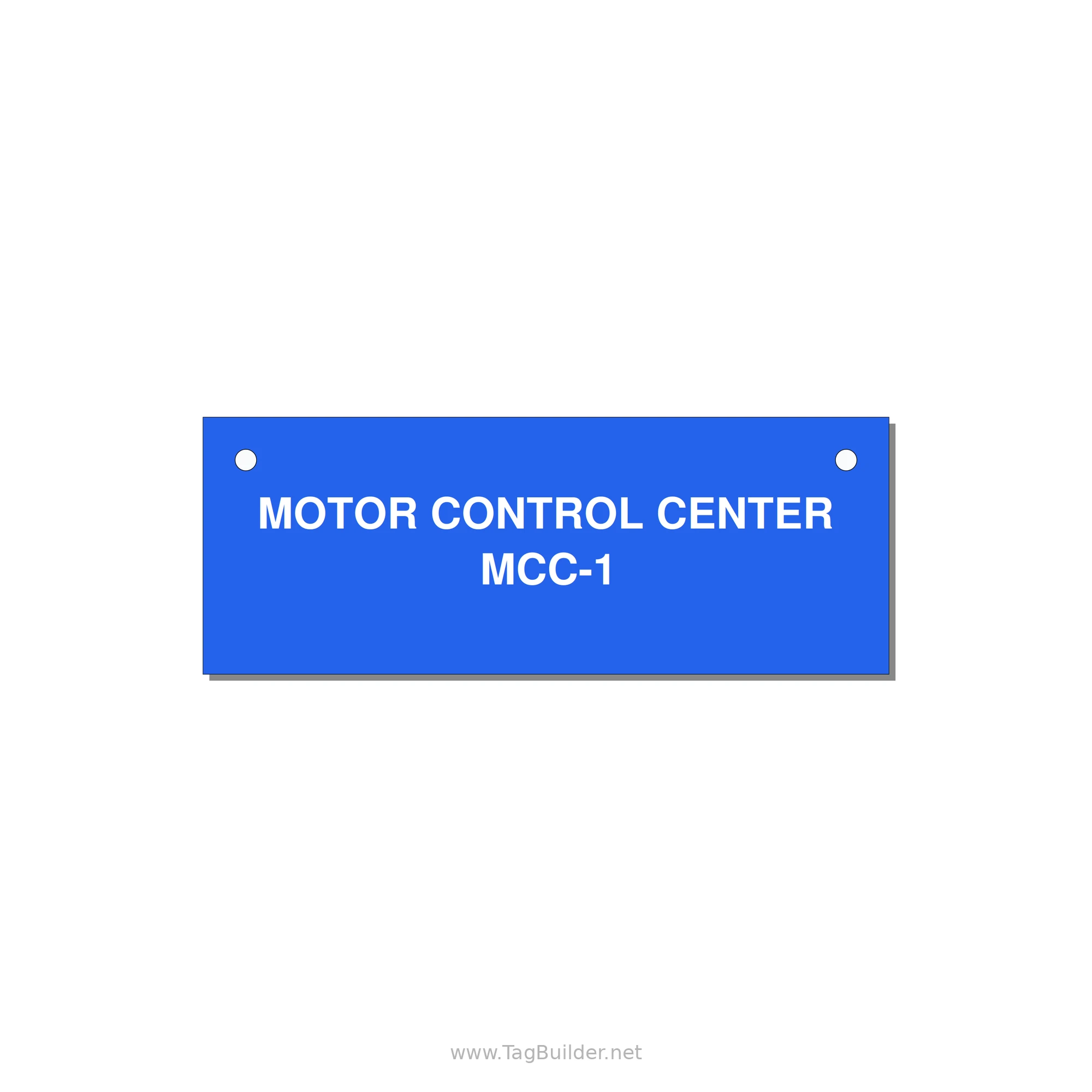 4.0x1.5" Motor Control Label - MOTOR CONTROL CENTER MCC — 4x1.5" White on Blue, Holes