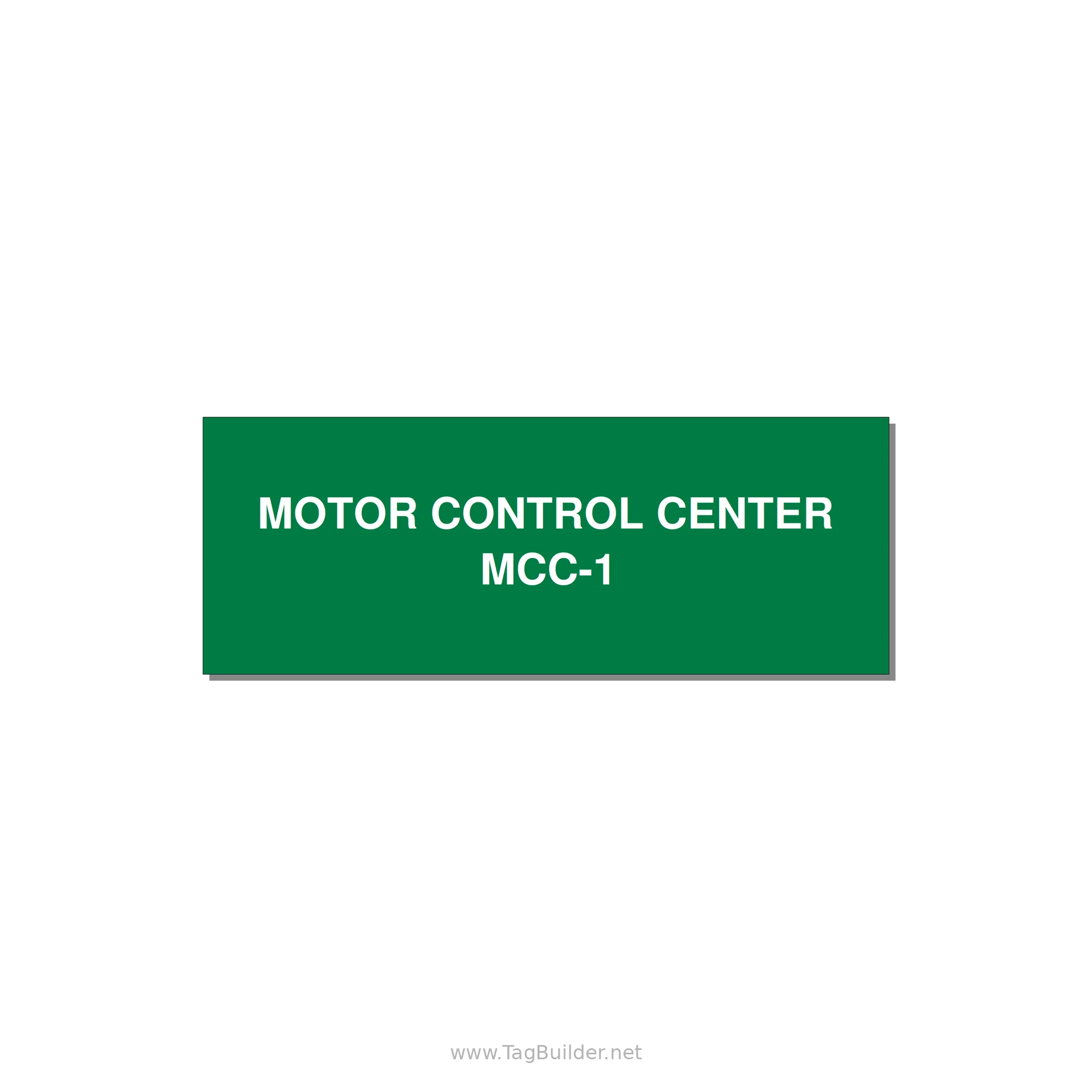 4.0x1.5" Motor Control Label - MOTOR CONTROL CENTER MCC — 4x1.5" White on Green, Adhesive