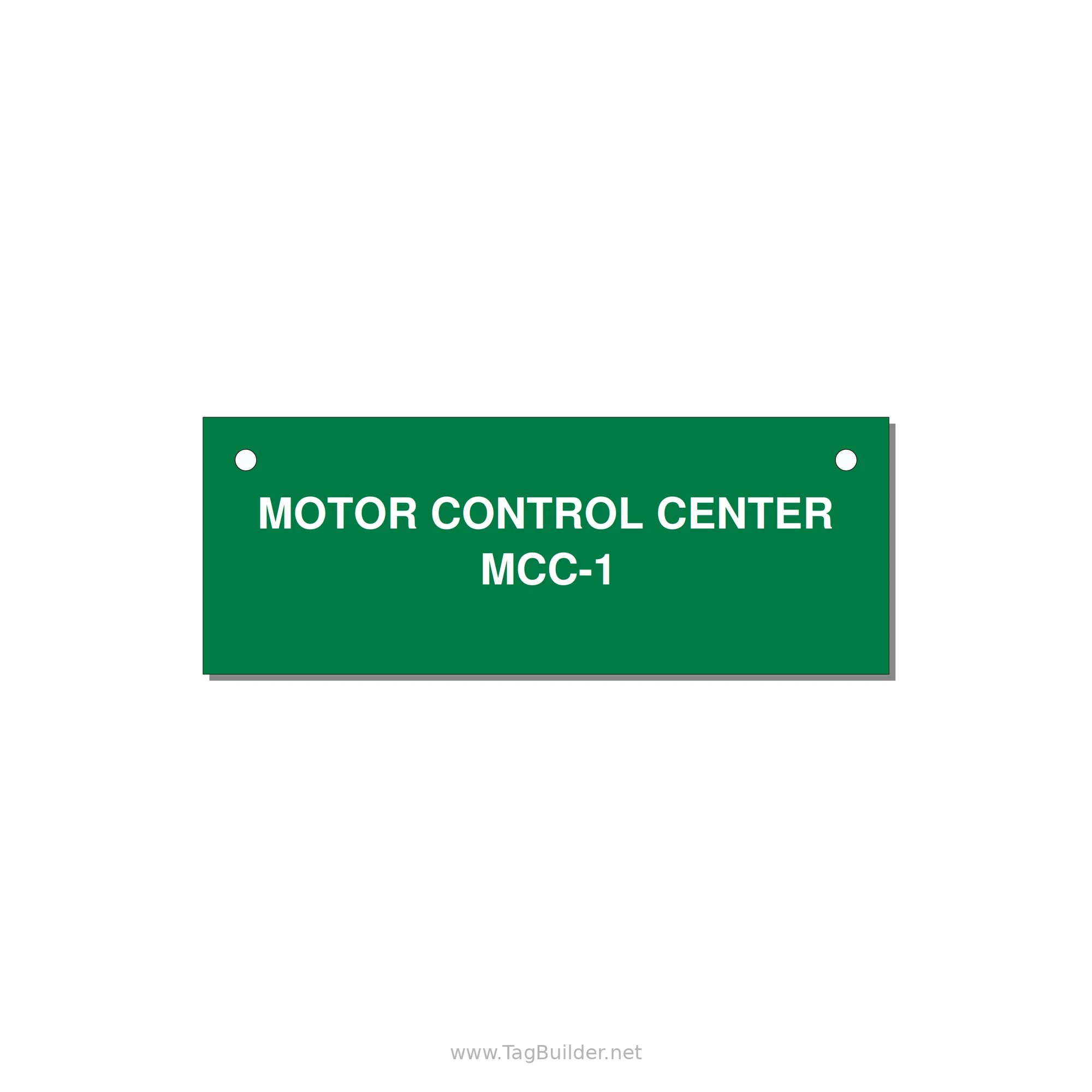 4.0x1.5" Motor Control Label - MOTOR CONTROL CENTER MCC — 4x1.5" White on Green, Holes