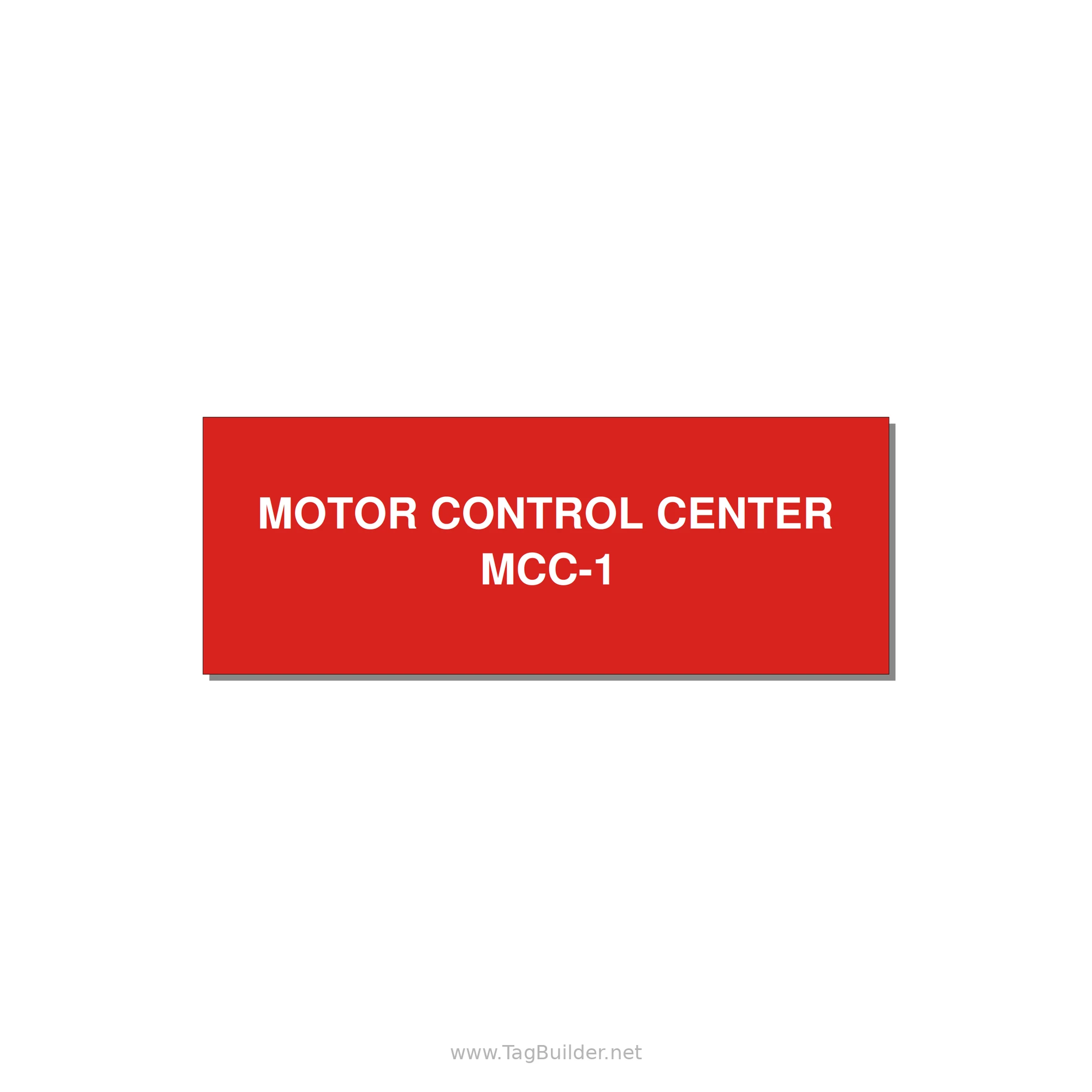 4.0x1.5" Motor Control Label - MOTOR CONTROL CENTER MCC — 4x1.5" White on Red, Adhesive