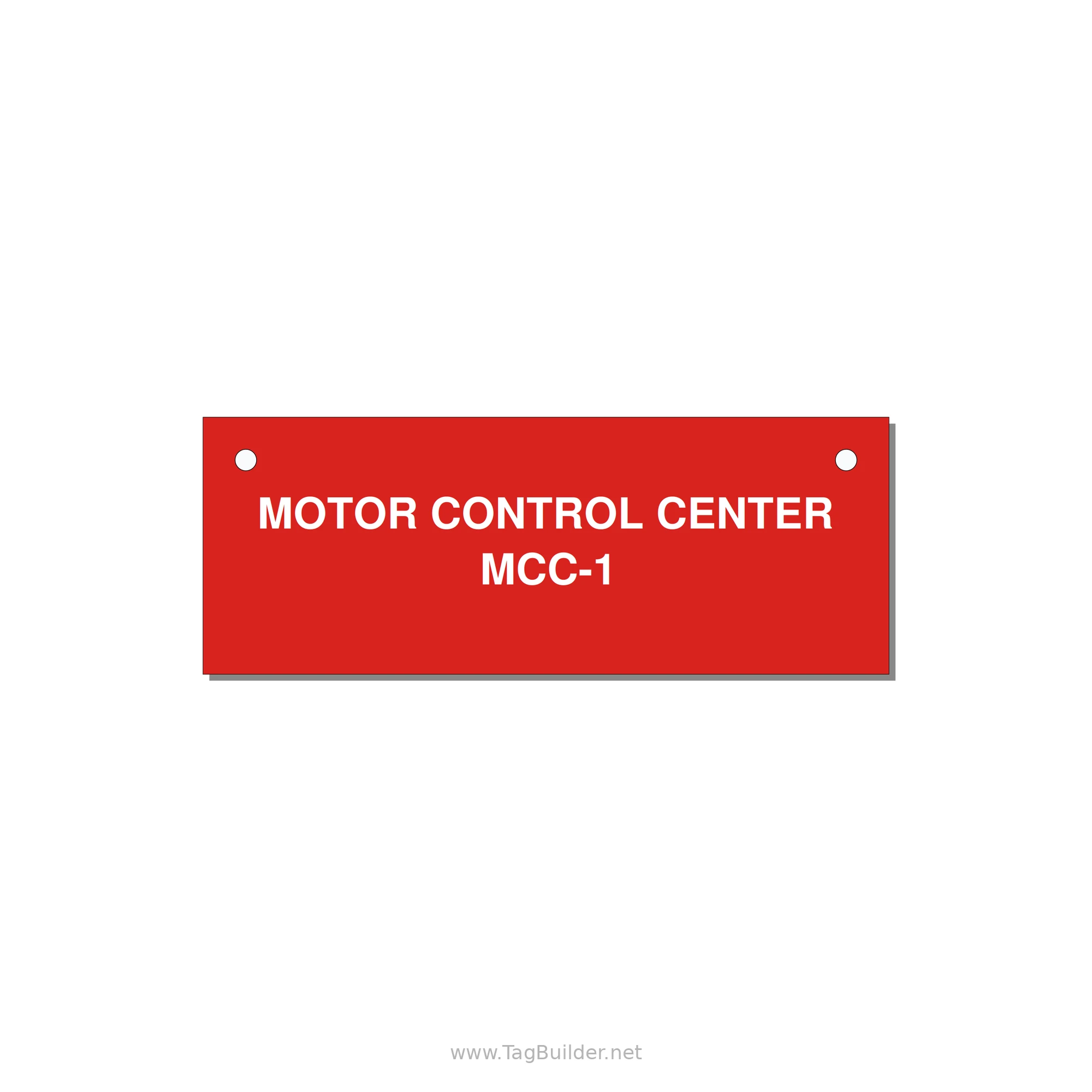 4.0x1.5" Motor Control Label - MOTOR CONTROL CENTER MCC — 4x1.5" White on Red, Holes