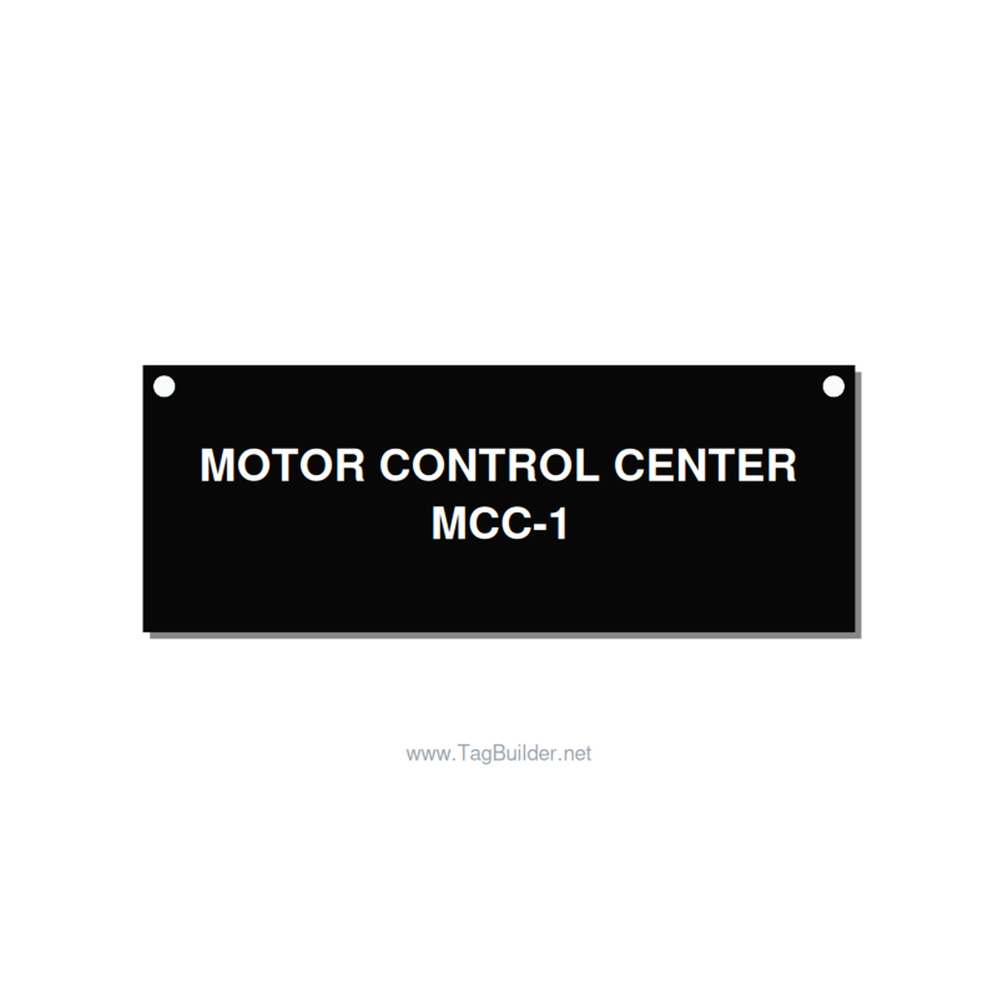 4.0x1.5" Motor Control Label - MOTOR CONTROL CENTER MCC-, White/Black, Holes