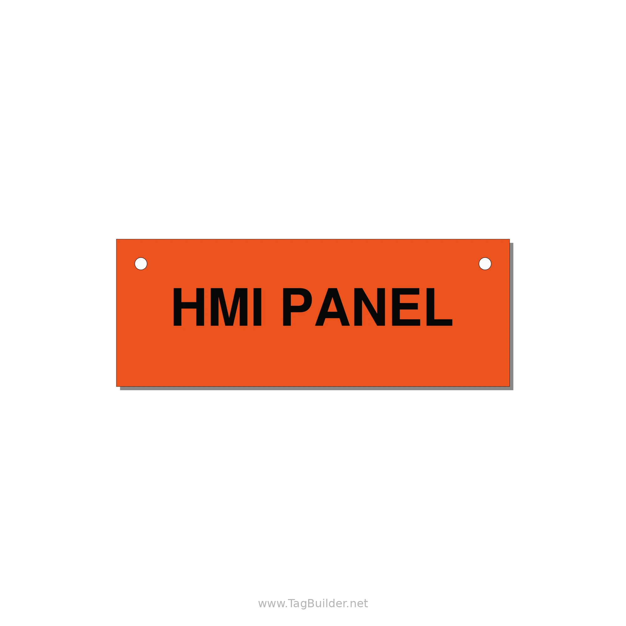 4.0x1.5" Panel Identification Label - HMI PANEL — 4x1.5" Black on Orange, Holes