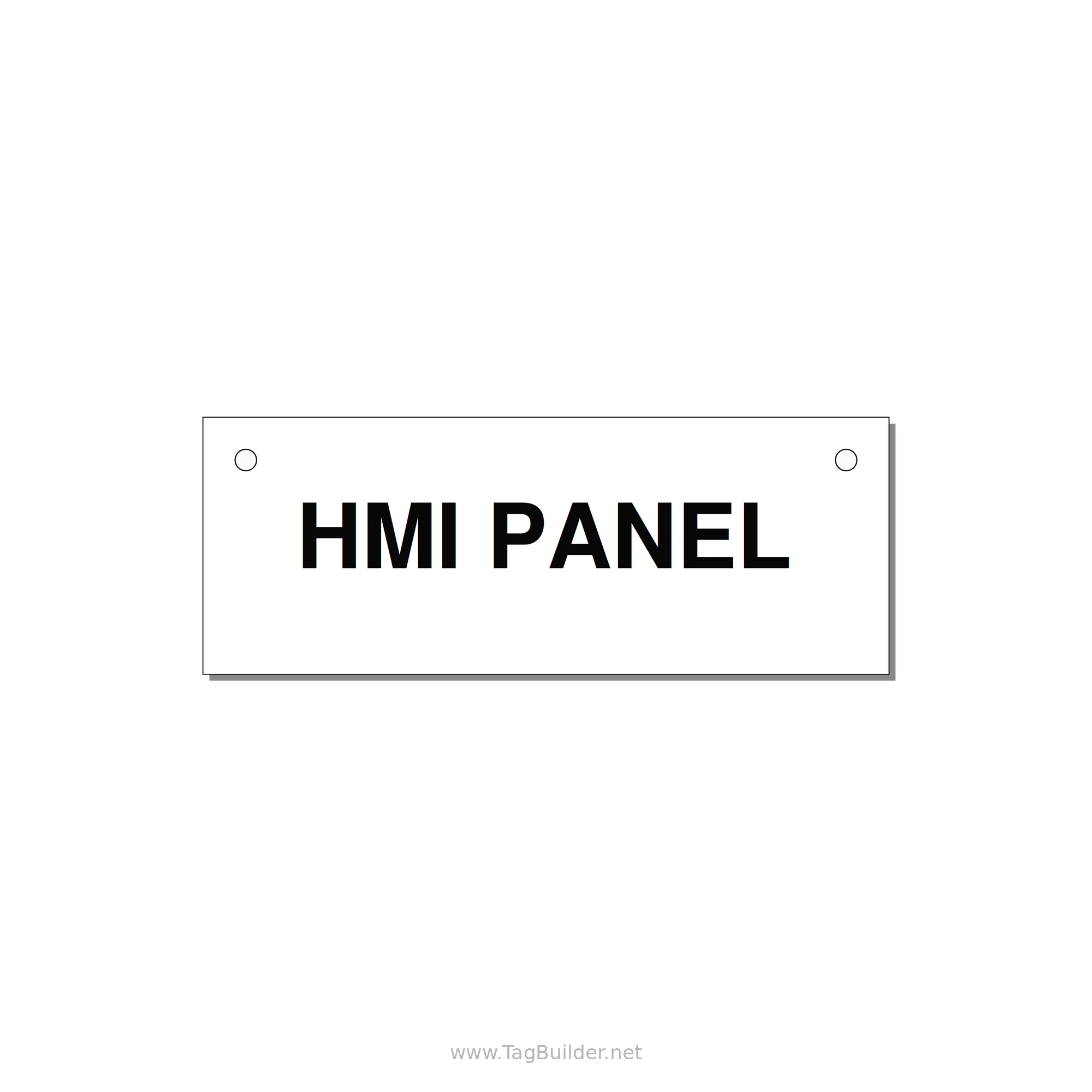 4.0x1.5" Panel Identification Label - HMI PANEL — 4x1.5" Black on White, Holes