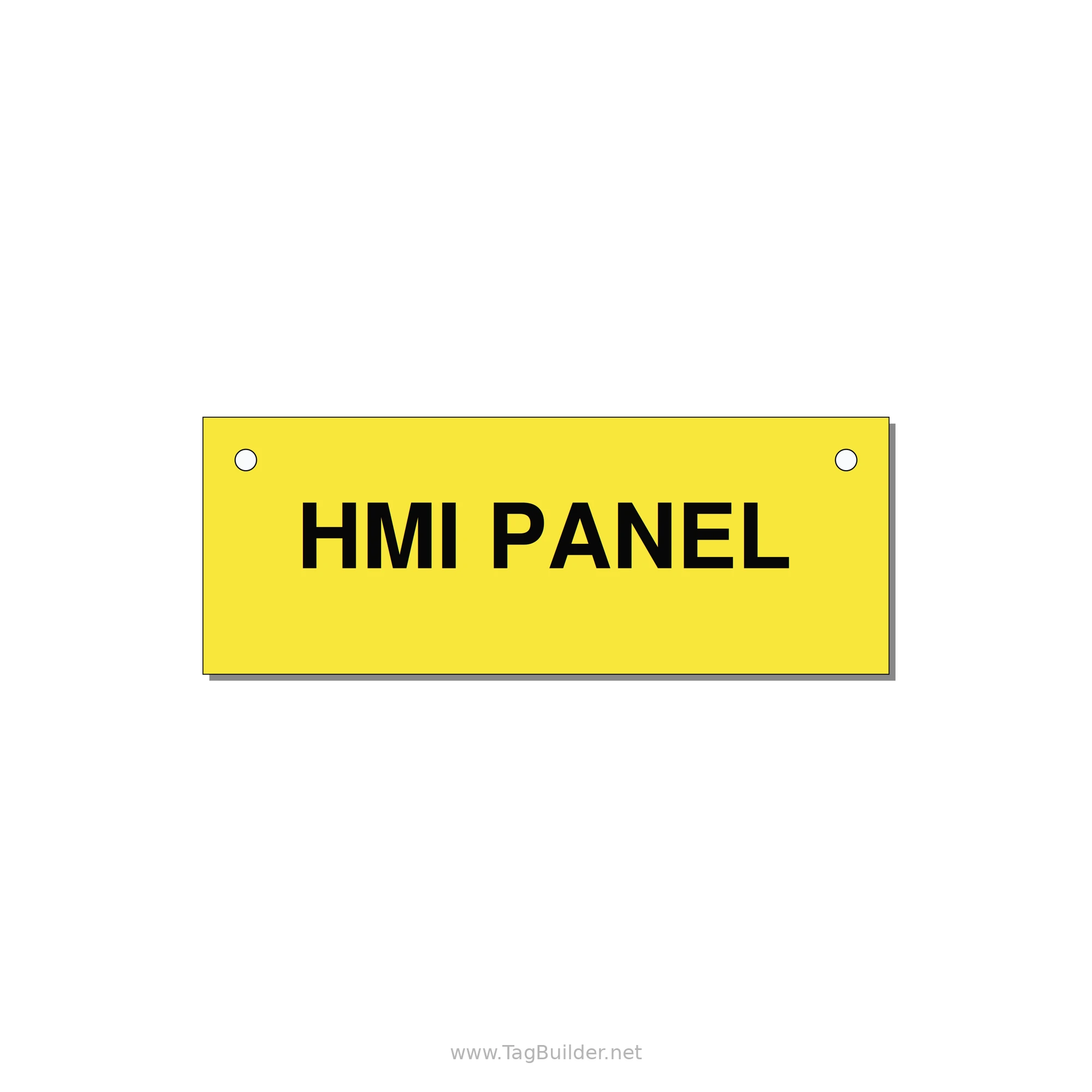 4.0x1.5" Panel Identification Label - HMI PANEL — 4x1.5" Black on Yellow, Holes