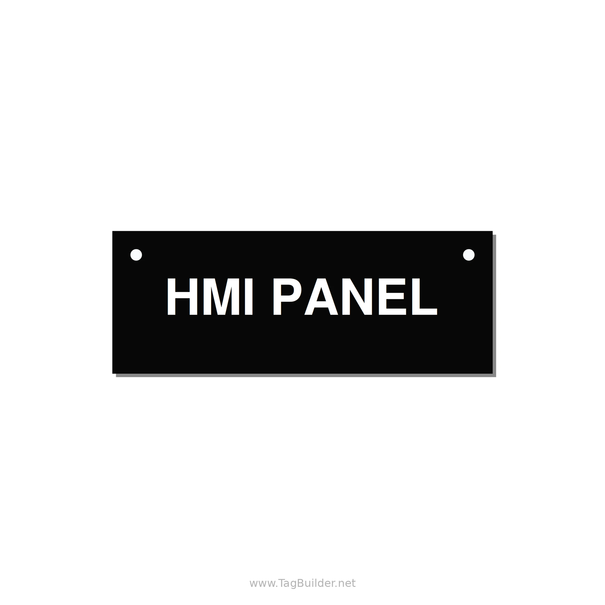 4.0x1.5" Panel Identification Label - HMI PANEL — 4x1.5" White on Black, Holes
