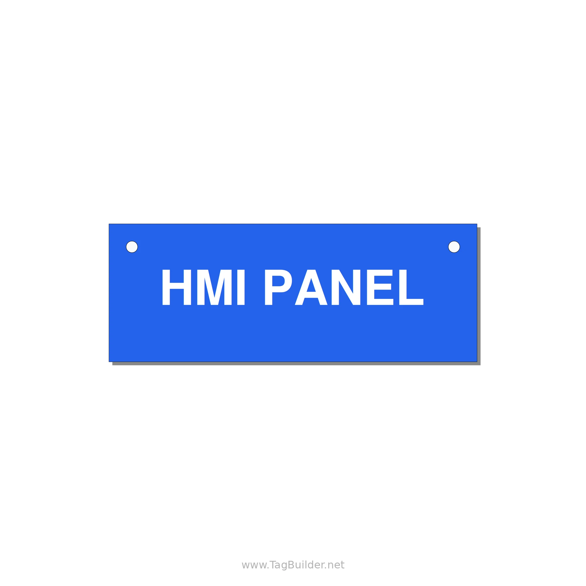 4.0x1.5" Panel Identification Label - HMI PANEL — 4x1.5" White on Blue, Holes